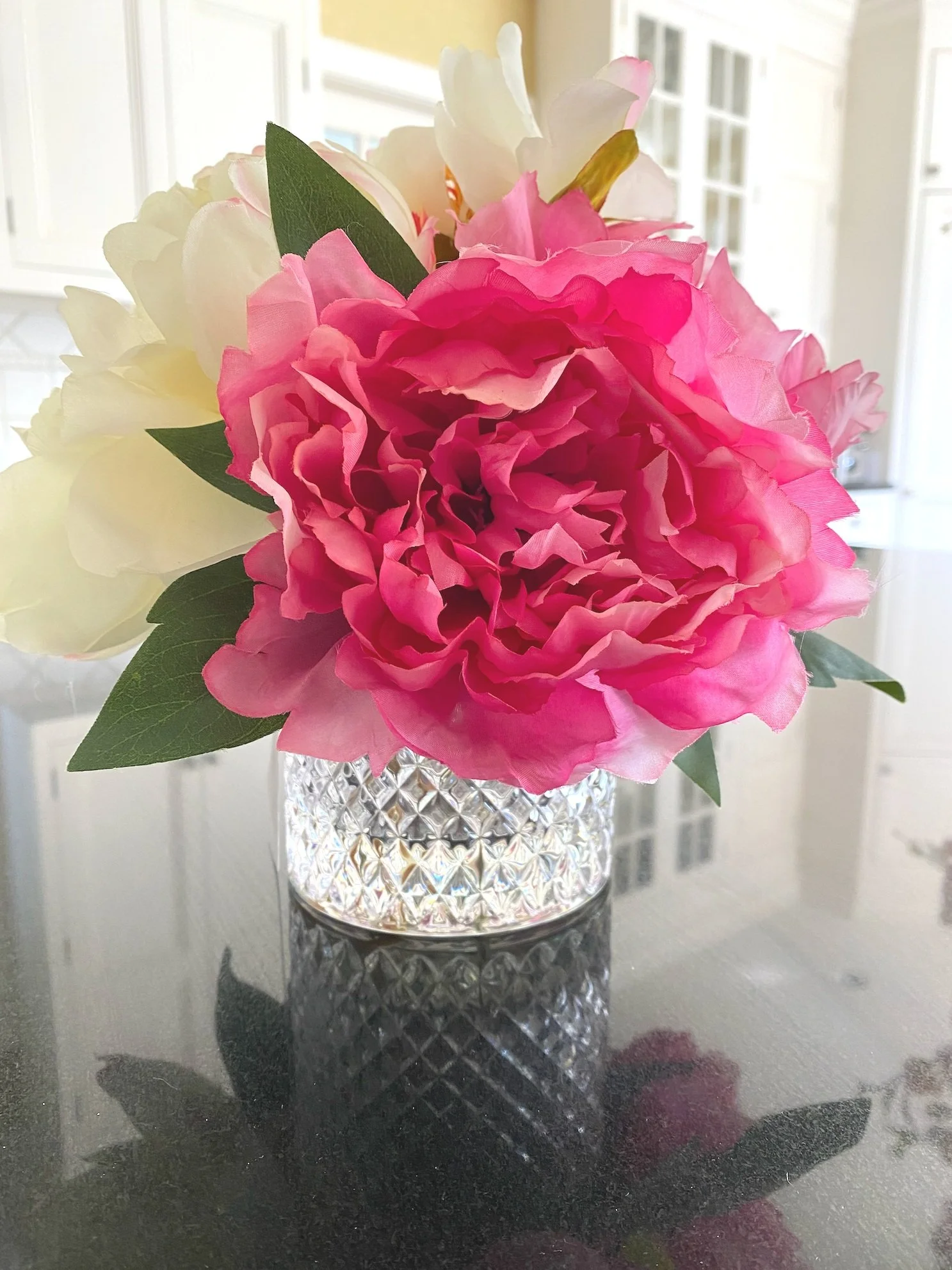 Fuchsia/Blush Faux Peony Arrangement