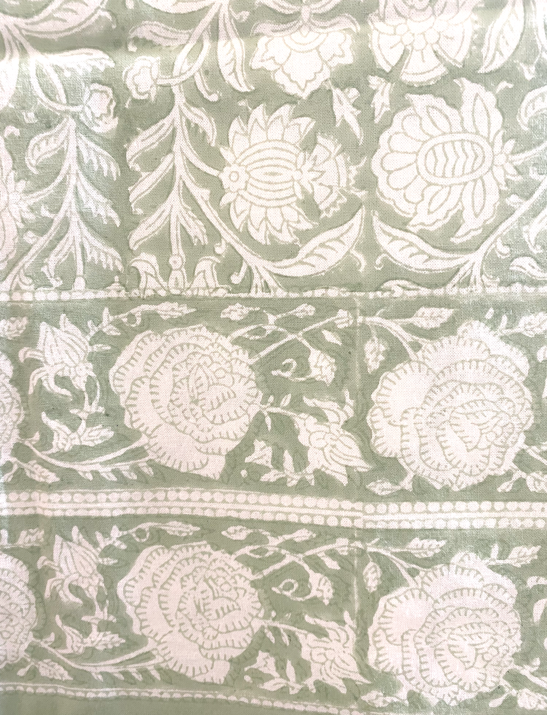 Winter Sage - Handblock Print Cotton Tablecloth