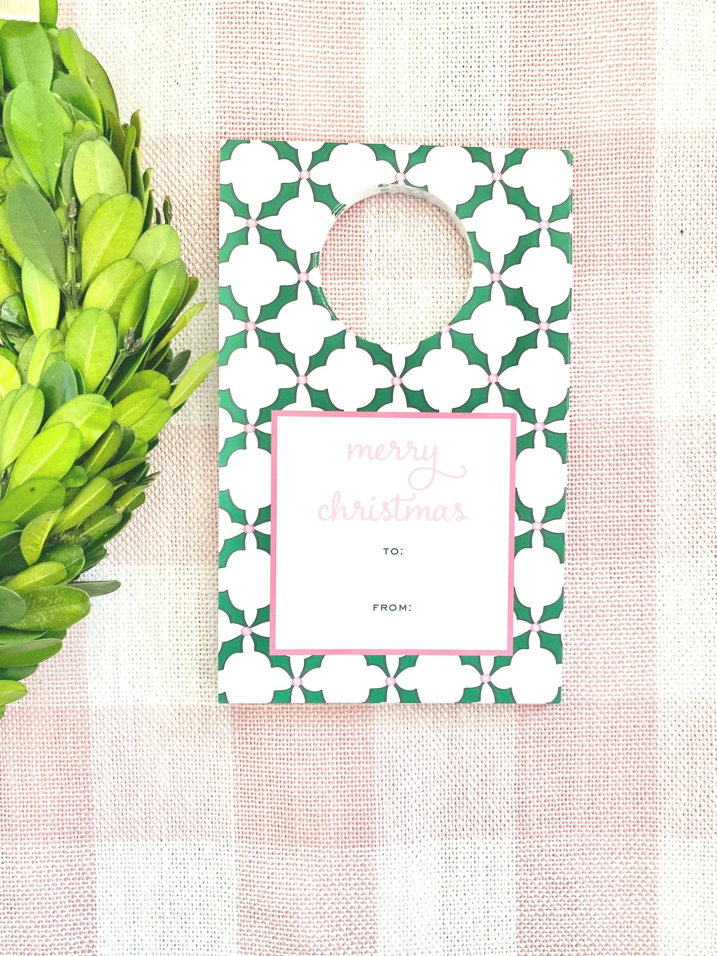 Georgetown Paperie Holly Trellis Pink Wine Tags