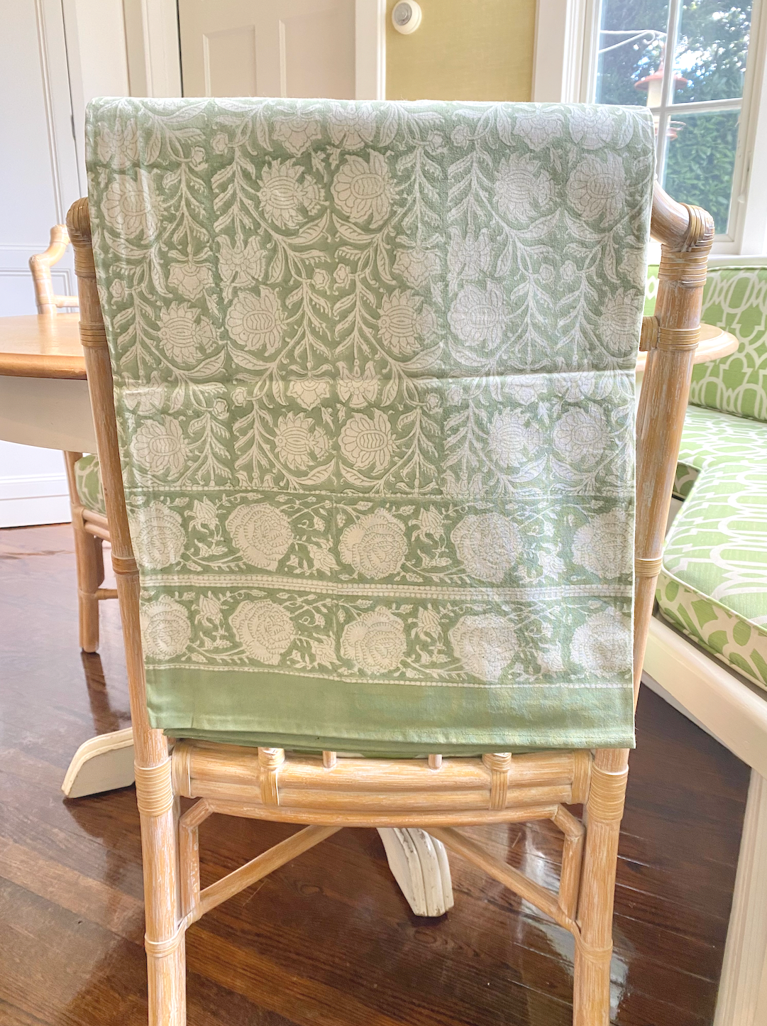 Winter Sage - Handblock Print Cotton Tablecloth