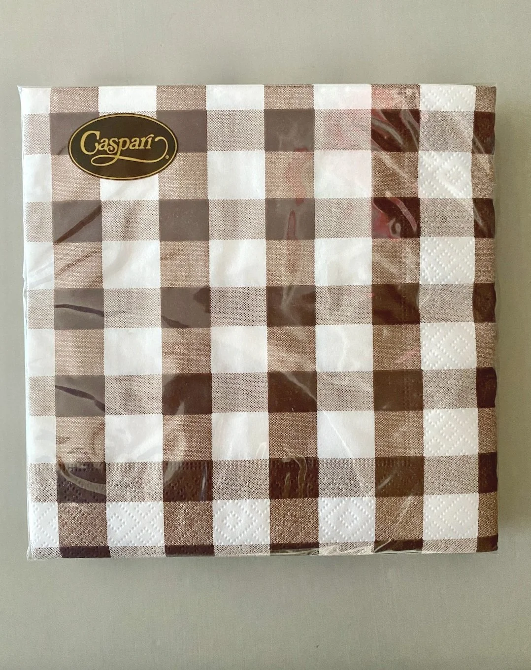 Caspari Gingham Paper Luncheon Napkins In Chocolate