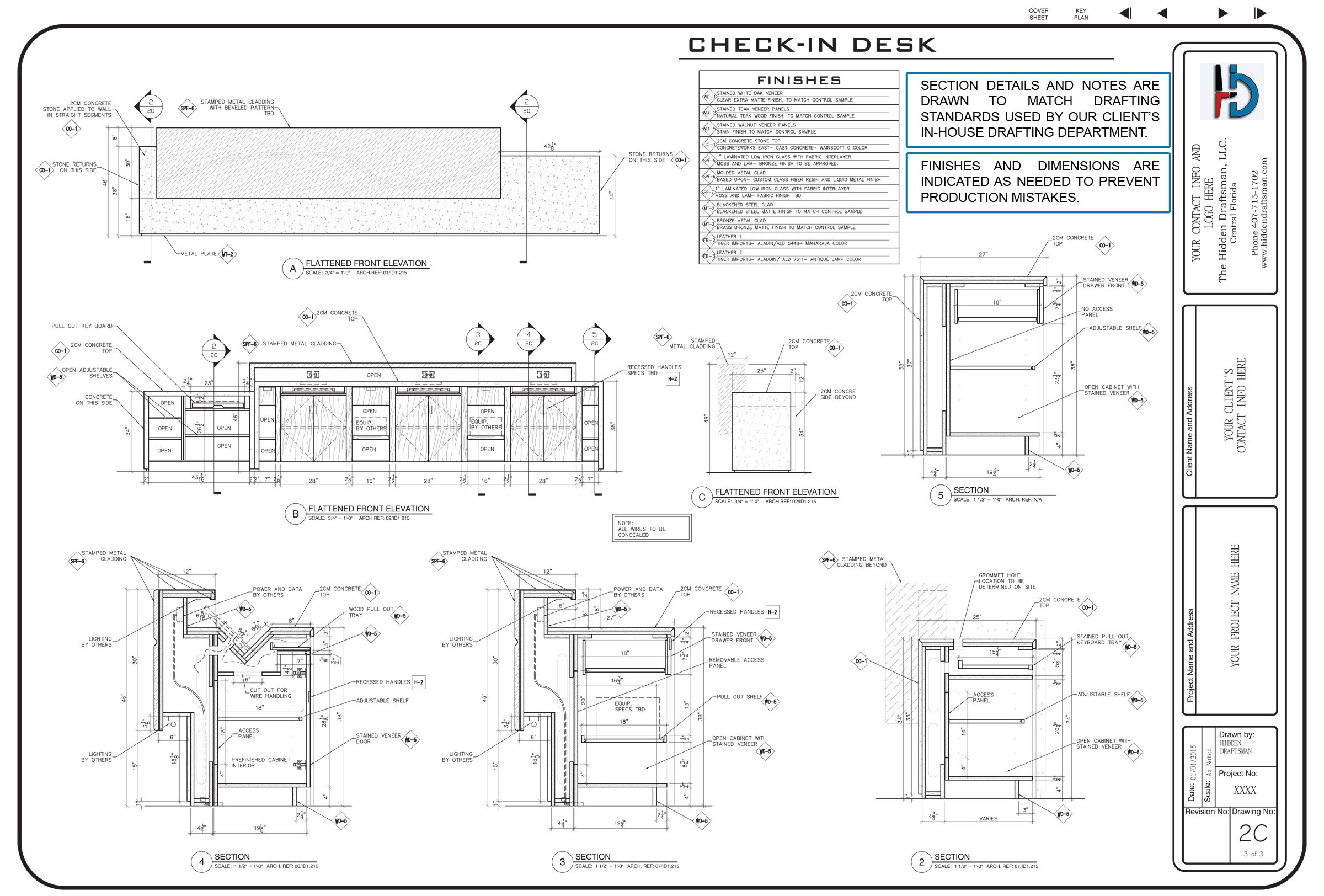 Reception desk drawing