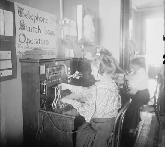 Women at telephone switchboards in the early 20th century (Library of Congress)