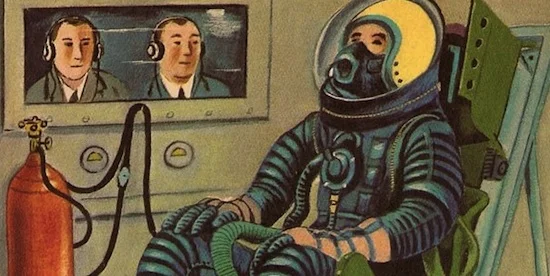 An illustration from the 1958 Little Golden Book, Exploring Space