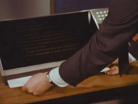 Walter Cronkite shows how the newspaper of the future will be delivered via satellite and printed (1967) (CBS)
