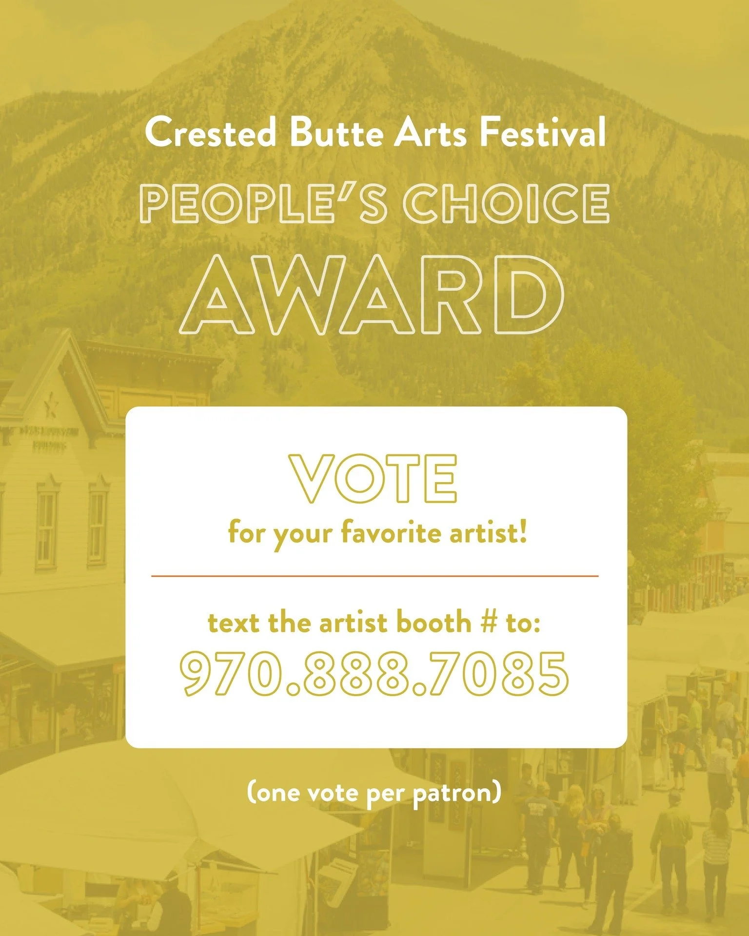 It's time to get your VOTE on! 🎉 These artists have poured their hearts and souls into their artwork, so let's give 'em the ultimate ego boost - the People's Choice Award! 💁&zwj;♀️ Cast your vote by texting their booth number to 970.888.7085 and ma