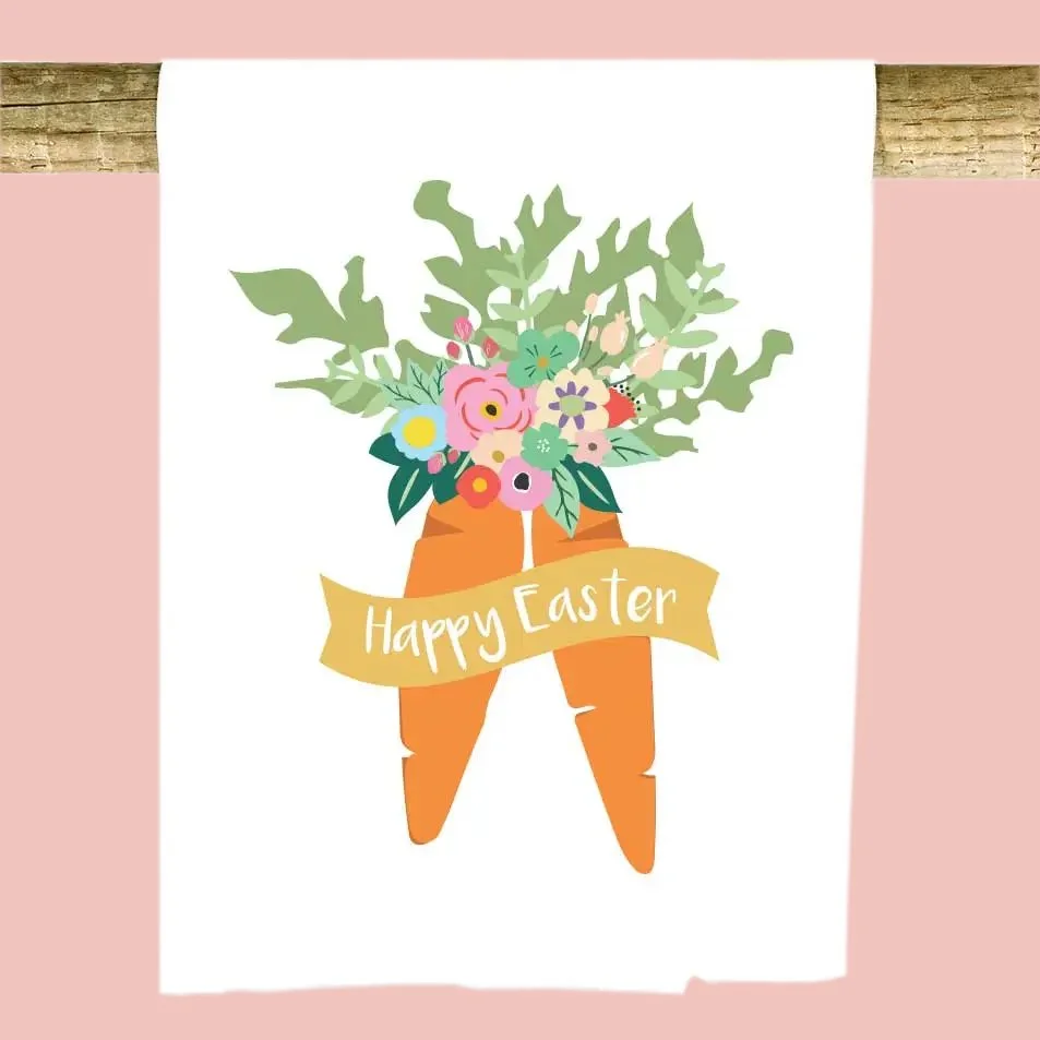 Easter Carrots with Flowers Towel - Potluck Press.jpg