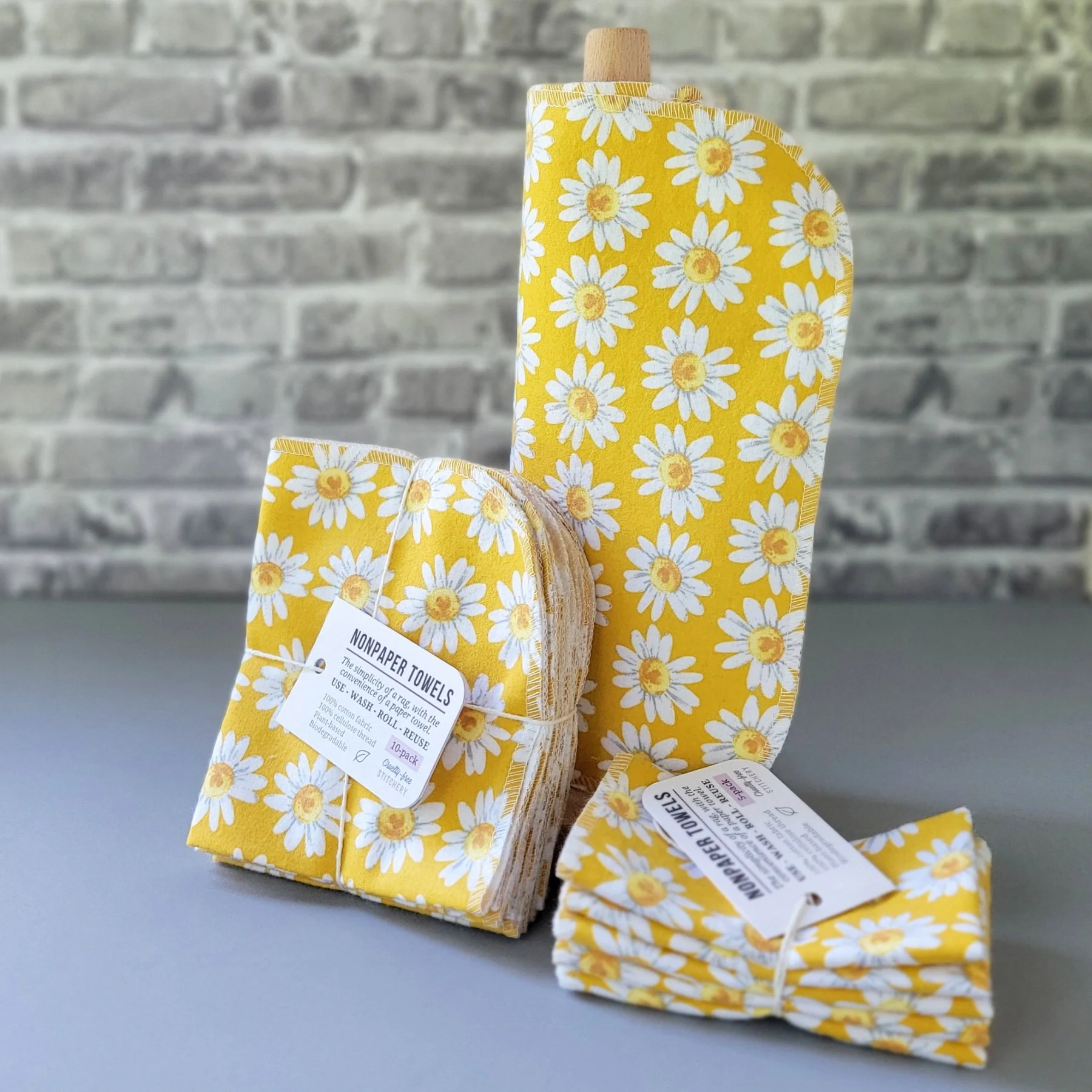 NonPaper Towels Yellow Daisies Prints - 5-Pack Cruelty-Free Stitchery.jpg