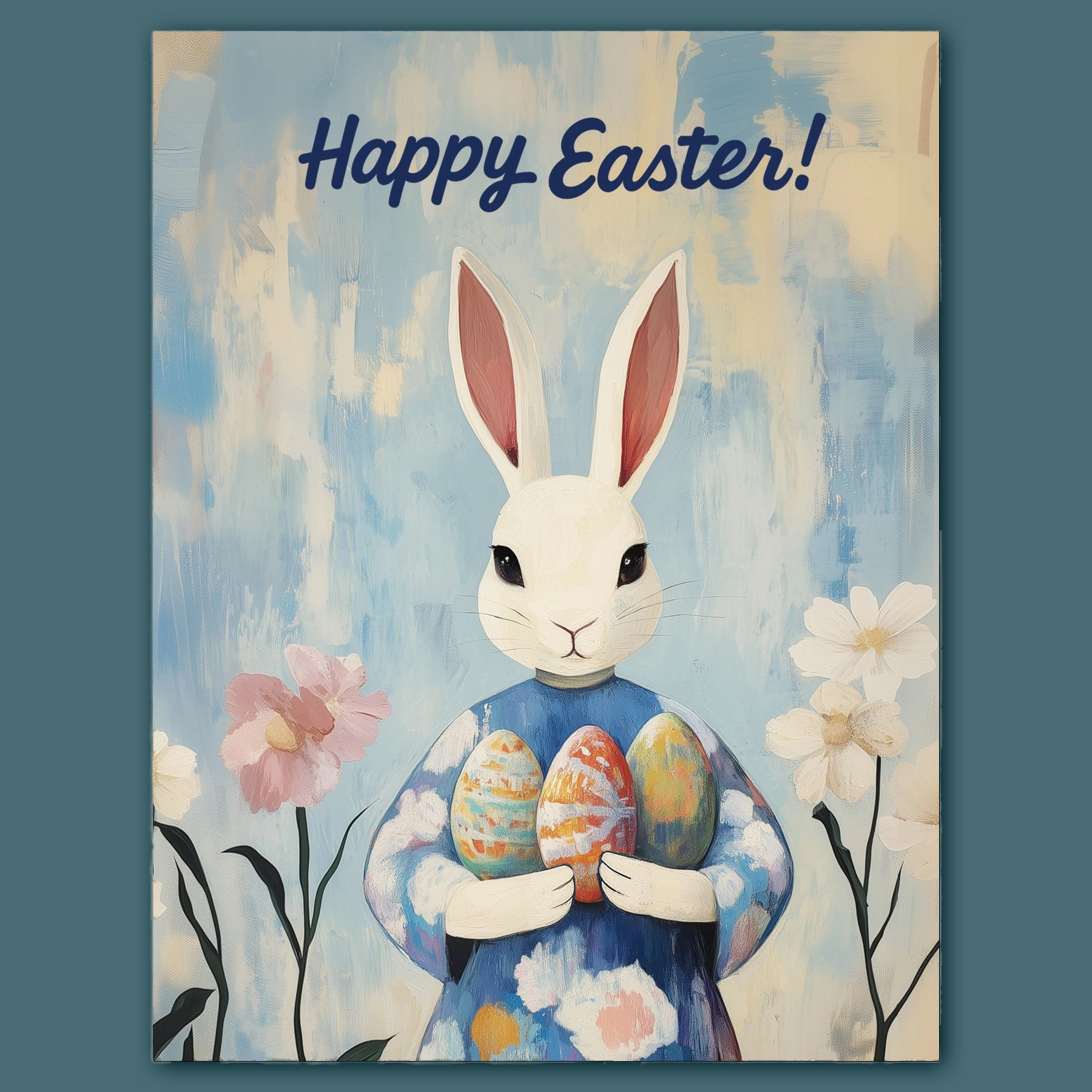 Easter Bunny with Eggs Greeting Card