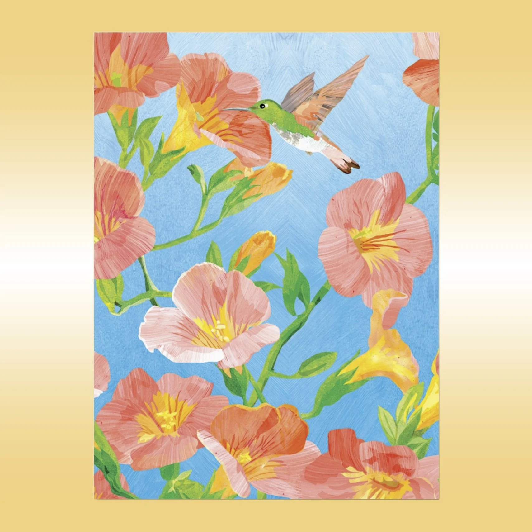 Hummingbird Trumpet Get Well Card