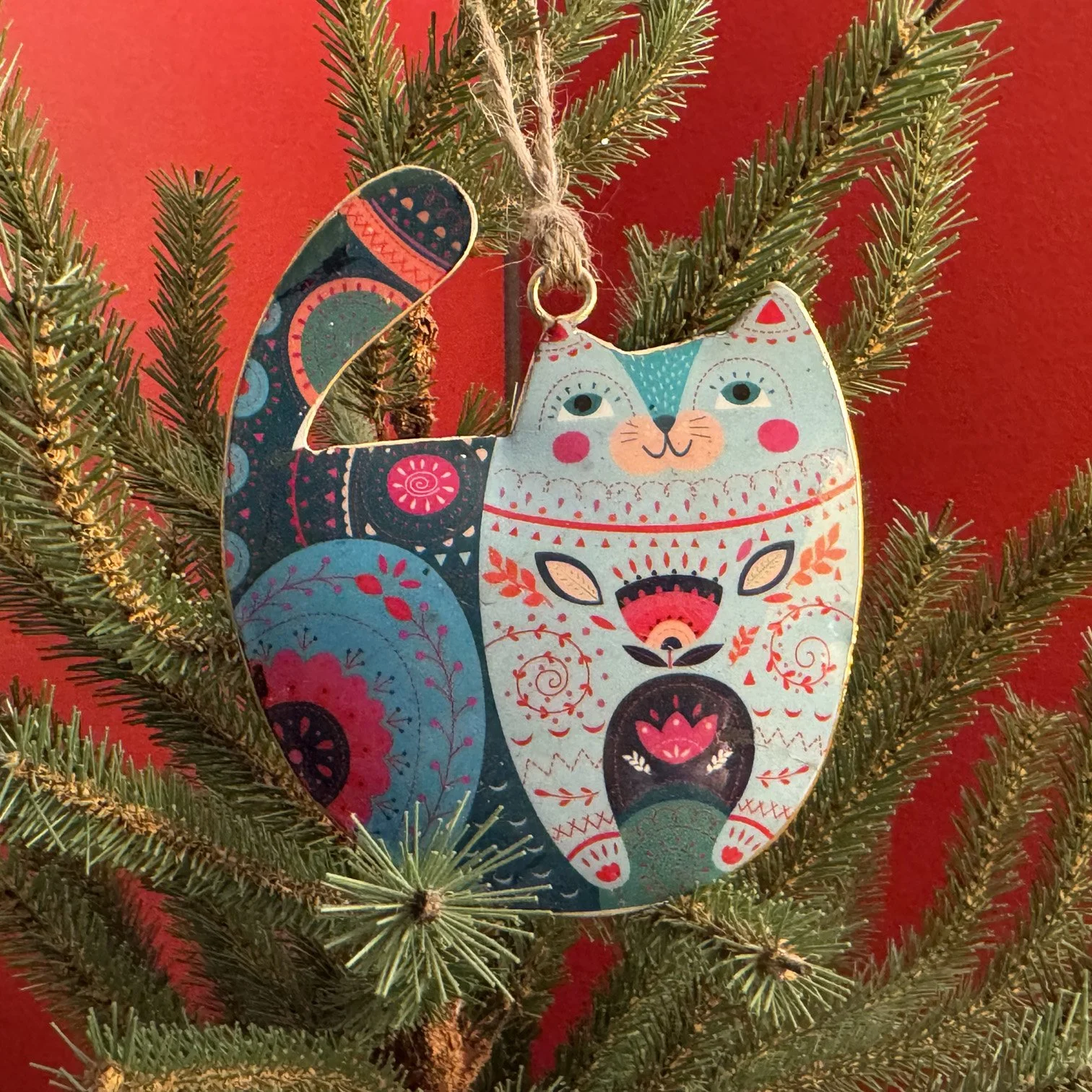 Groovy Cat Ornament ~ Blue/Dark Green