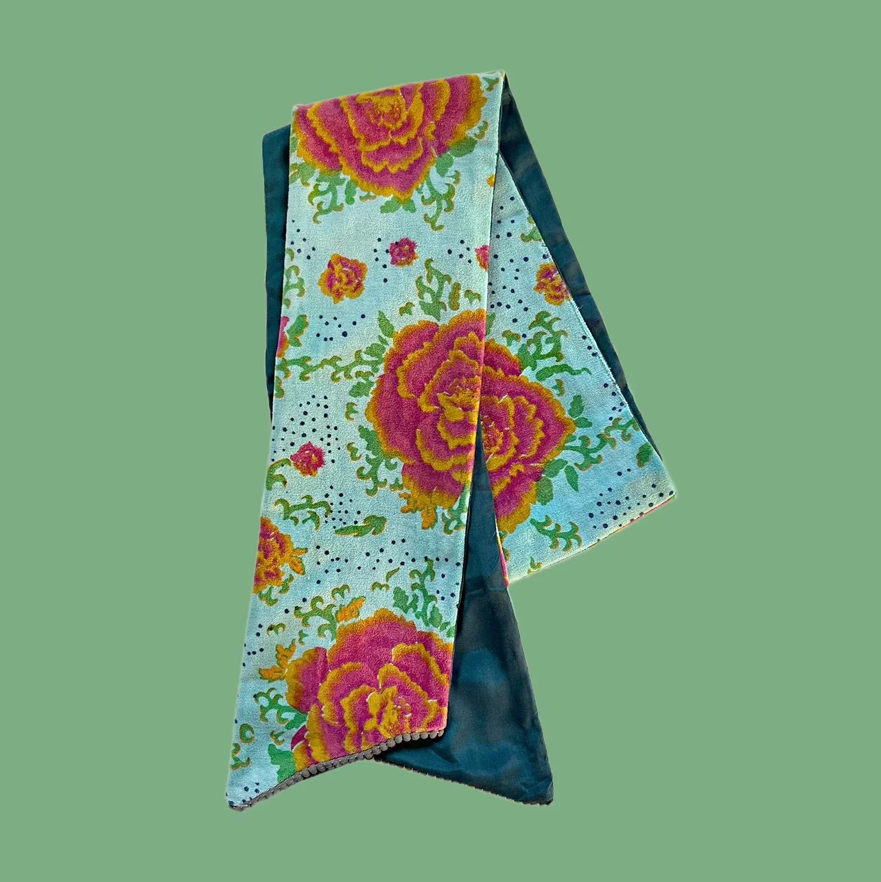 Lyon Velvet Scarf Peonies Blue - Little Journeys Chicago.jpg