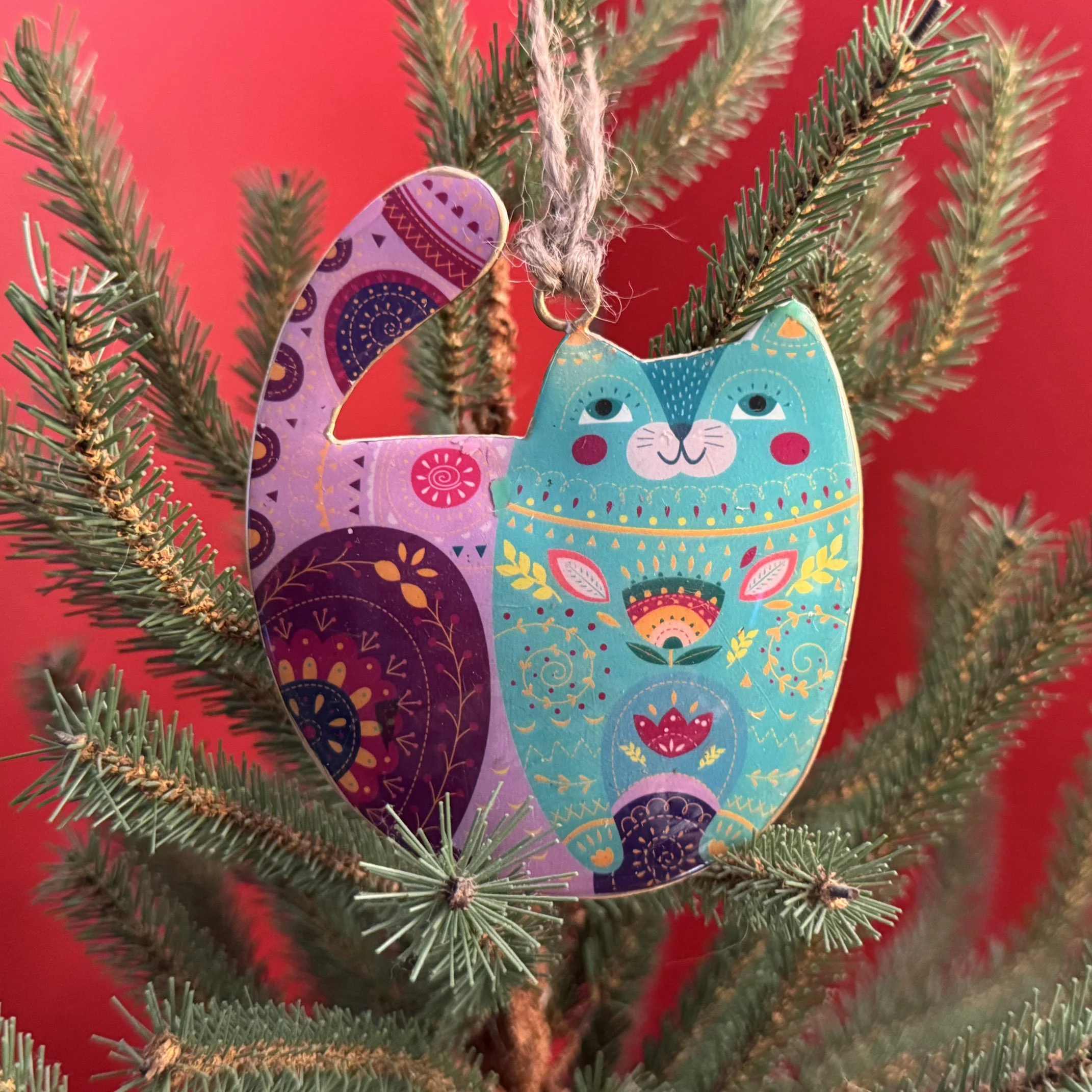 Groovy Cat Ornament ~ Blue/Purple