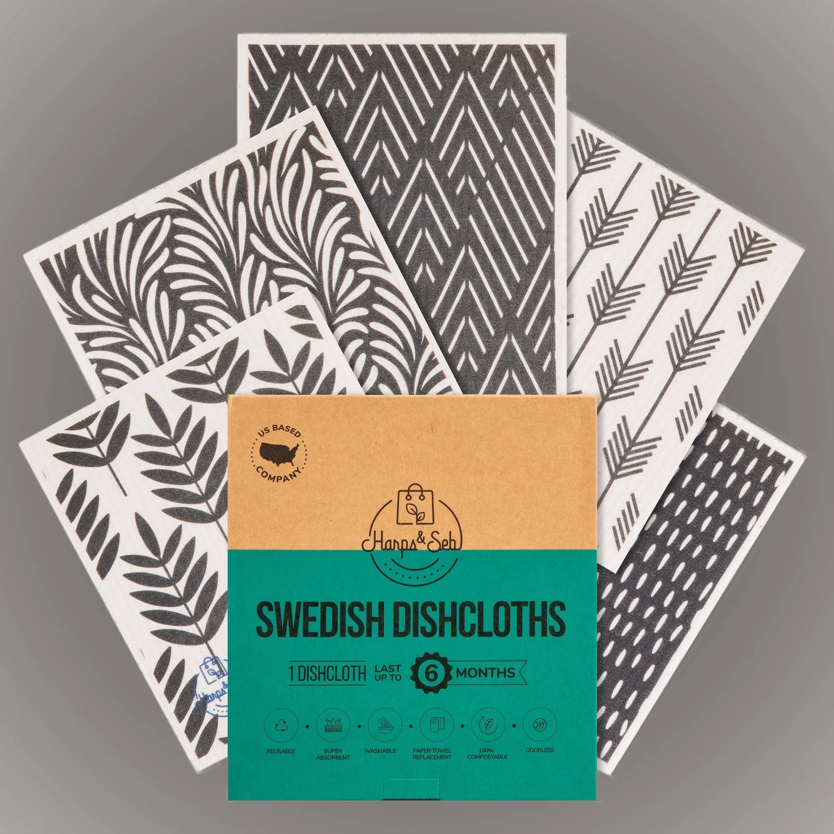 5-Pack Swedish Dishcloth Set - Midnight - Harbs & Seb .jpg