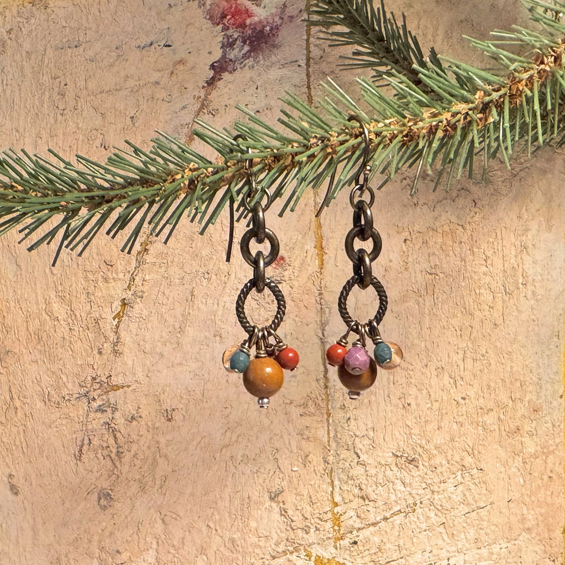 IMG_6575 Earthen Czech Glass with Jasper Dangle Earrings - Anne Vaughan Designs.jpg