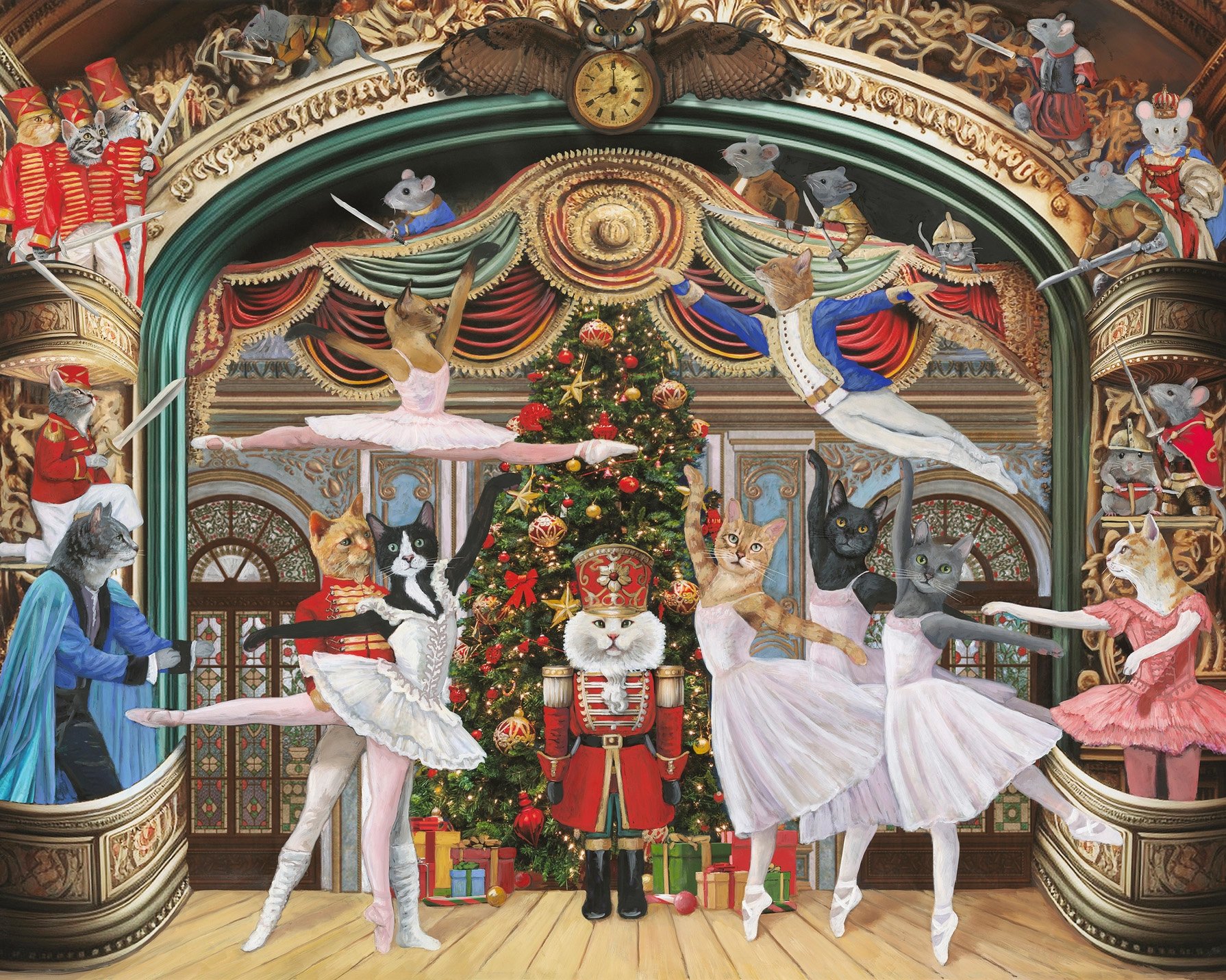 Carol Lew- Nutcracker Kitties 1000-Piece Jigsaw Puzzle Close Up.jpg
