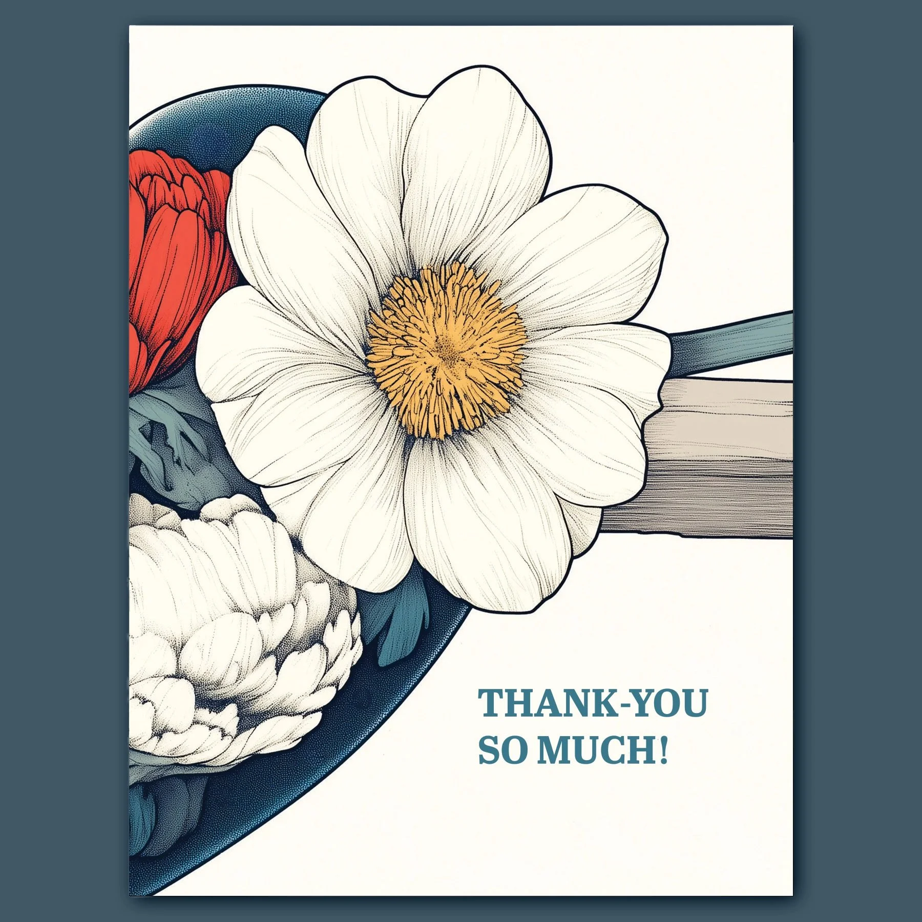 Flower Heart Thank You Greeting Card