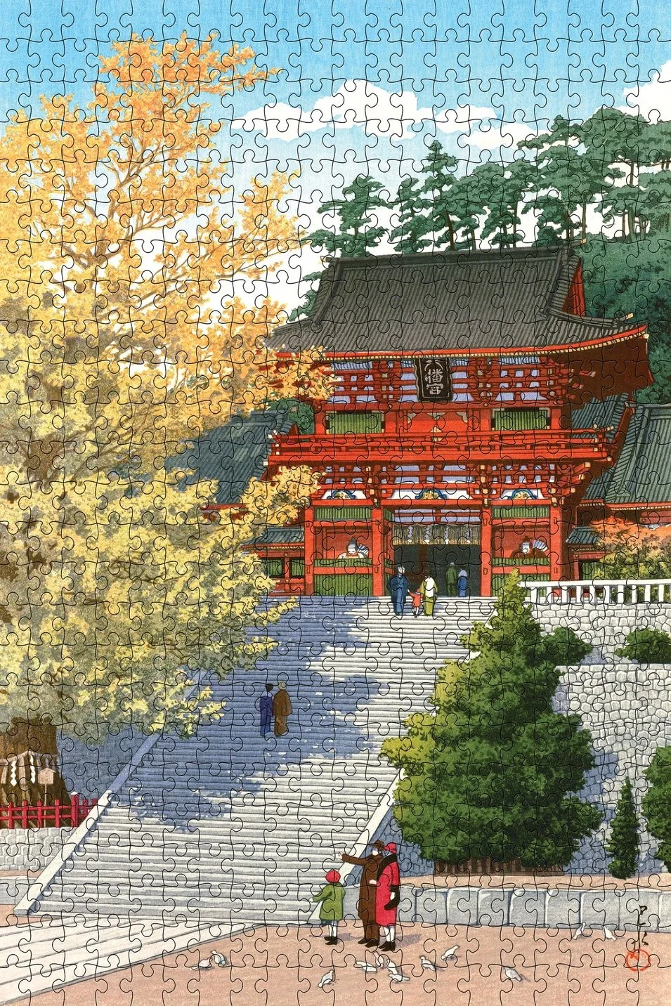 Kawase Hasui- Tsurugaoka Hachiman Shrine 500-Piece Jigsaw Puzzle Close Up.jpg