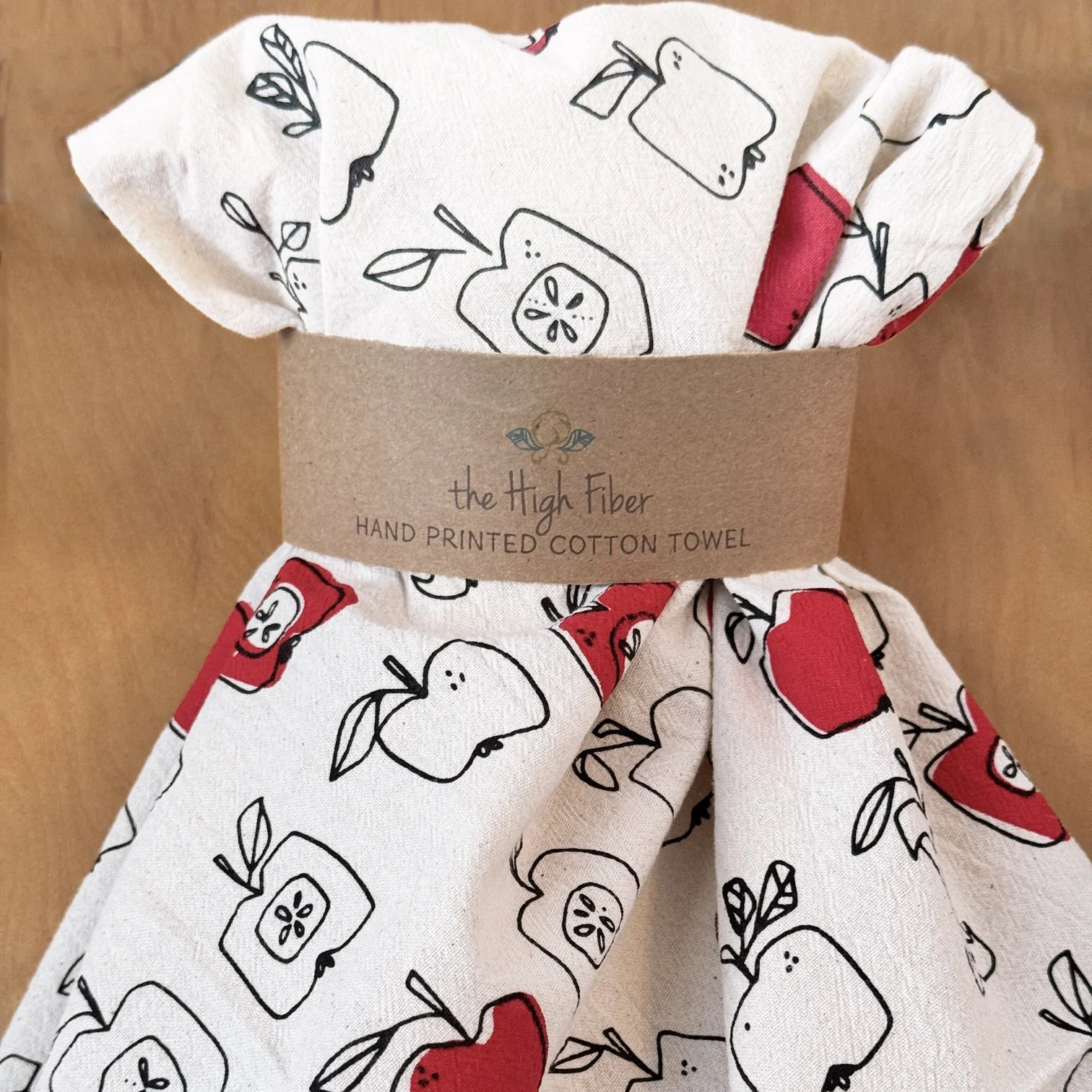 IMG_5078 Apple Towel, Handprinted Cotton Kitchen Towel - The High Fiber.jpg