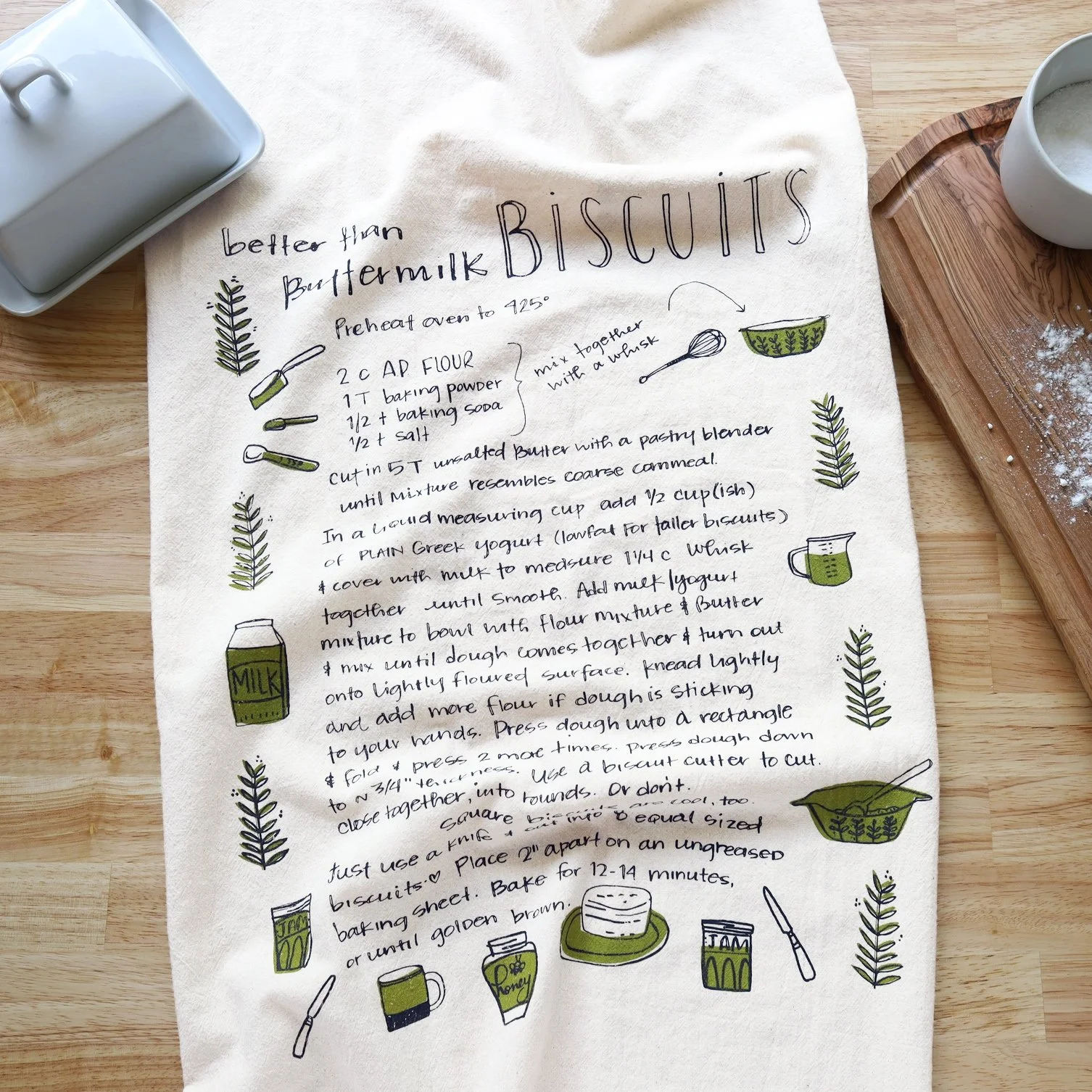 Biscuit Towel, Handprinted Cotton Kitchen Towel - The High Fiber.jpg