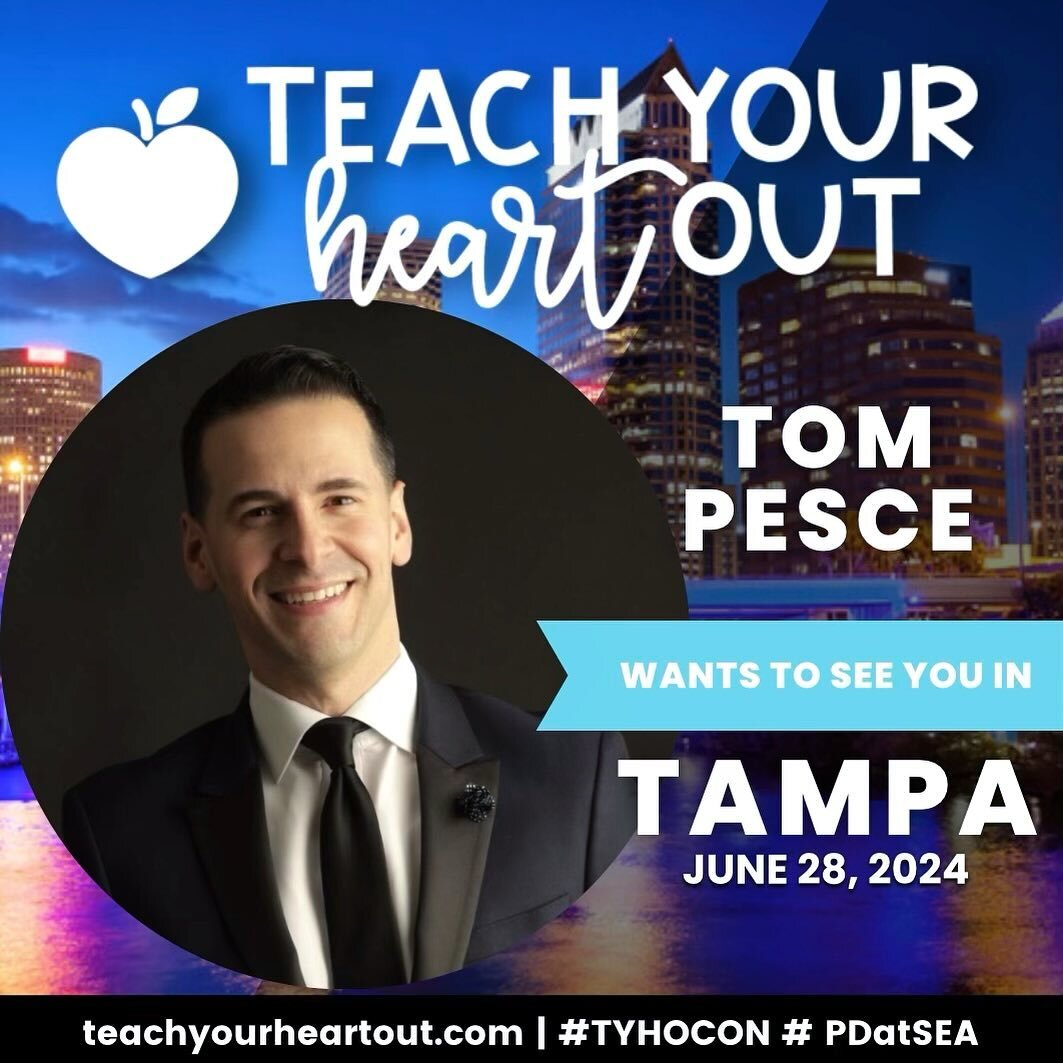 NEW ANNOUNCEMENT: 
I am thrilled to be joining the  @teachyourheartoutcon team as their new official host! 

Our first event together is the Teach Your Heart Out Conference on June 28th in Tampa, FL! Teachers and administrators, come join me for this