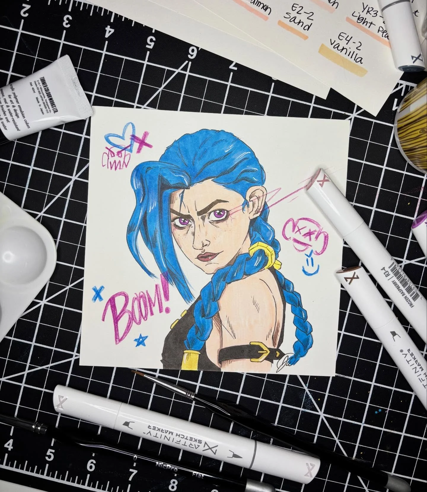 I miss Arcane 💙💜

I&rsquo;ve been playing with alcohol markers and absolutely love them. I layered some colored pencil and metallic gouache for some depth and shine ✨ 

#artfinitymarkers #turnergouache #coloredpencils #arcane #jinx #boom