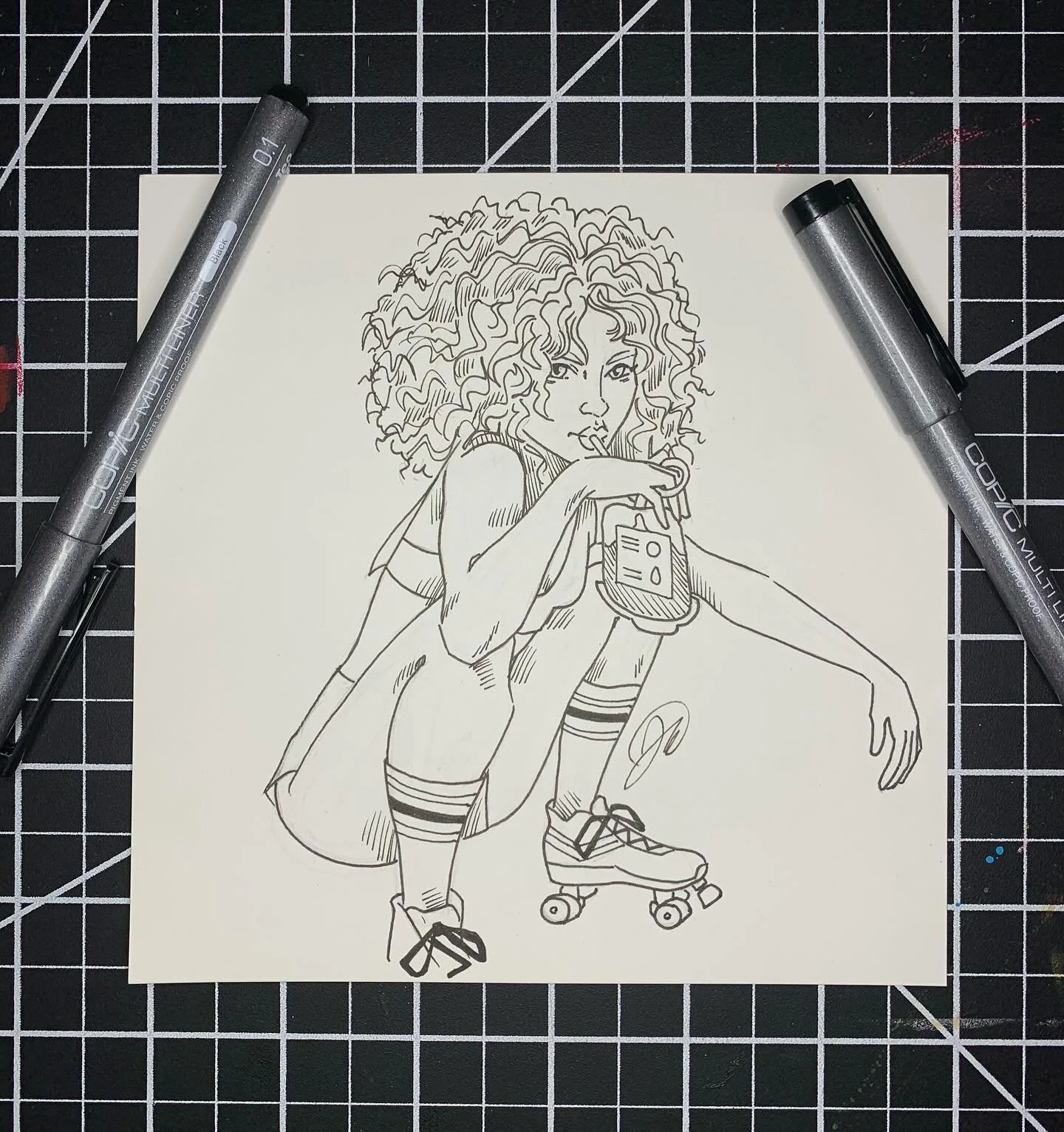 Inktober Day 11: Vampire🩸 

I found this fun pose of a roller skater and swapped her shake for a blood bag 😂 hey vampires can roller skate too! She&rsquo;s just a vamp girl on a blood break 🖤🩸 Are y&rsquo;all liking my silly music choices so far?