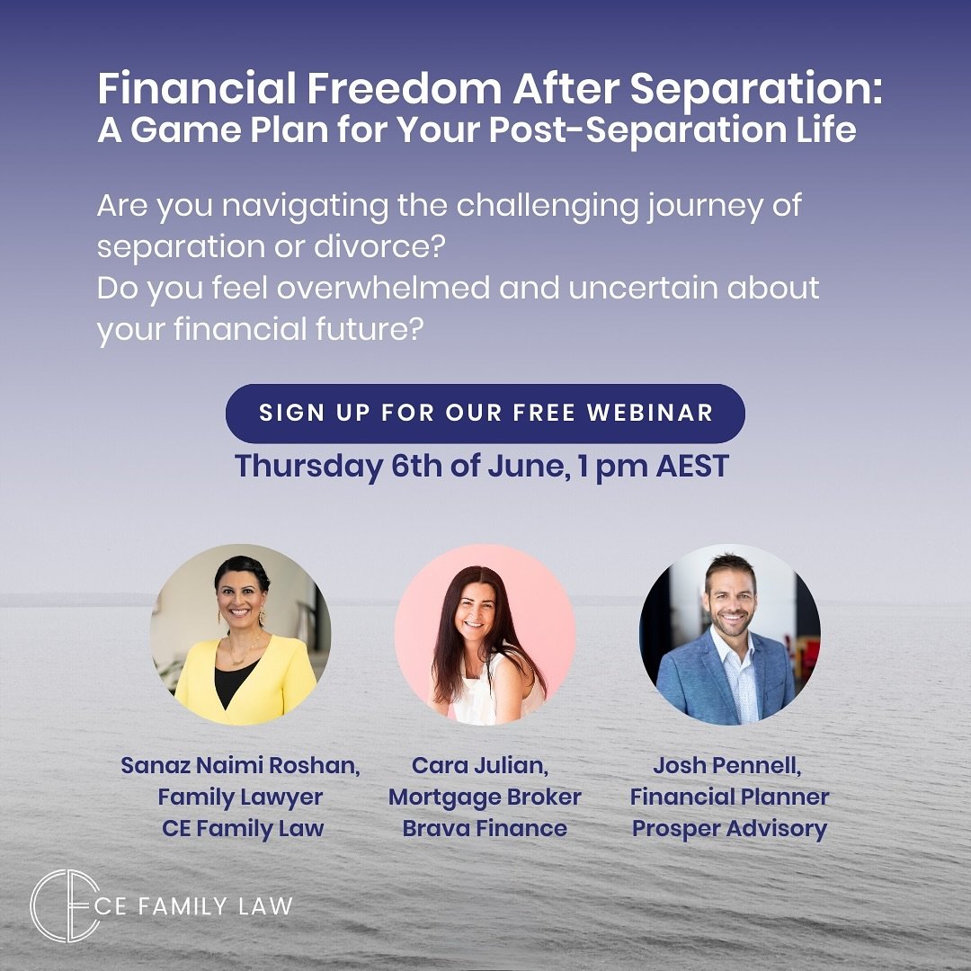 Join us for our free webinar: &ldquo;Financial Freedom After Separation: A Game Plan for Your Post-Separation Life&rdquo;.

This webinar will empower you with the tools and knowledge you need to take control of your financial destiny. 

Accredited Fa