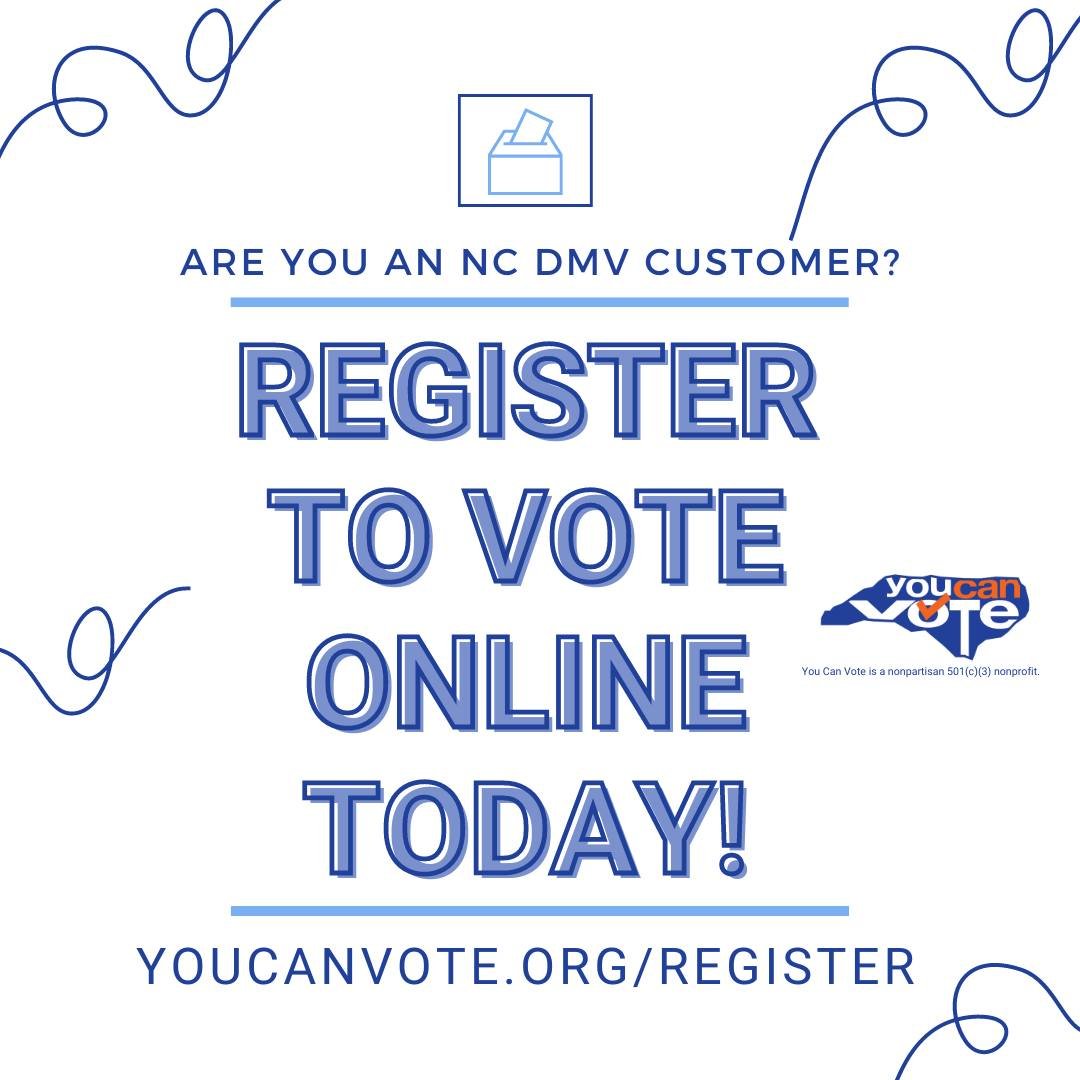 If you are an NC DMV customer, you can register or update your voter registration online TODAY! Visit www.youcanvote.org/register to learn more. Make sure your voice is heard &amp; #Vote2024!