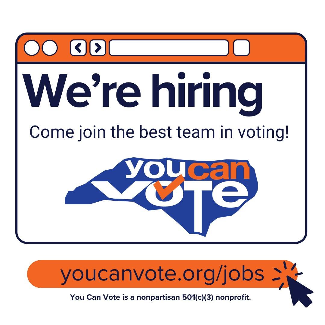 You Can Vote is hiring! Are you a team player passionate about building a non-partisan campaign for long-term civic involvement? Come join the best team in voting! Find current available positions and apply at youcanvote.org/jobs. (link in bio)
