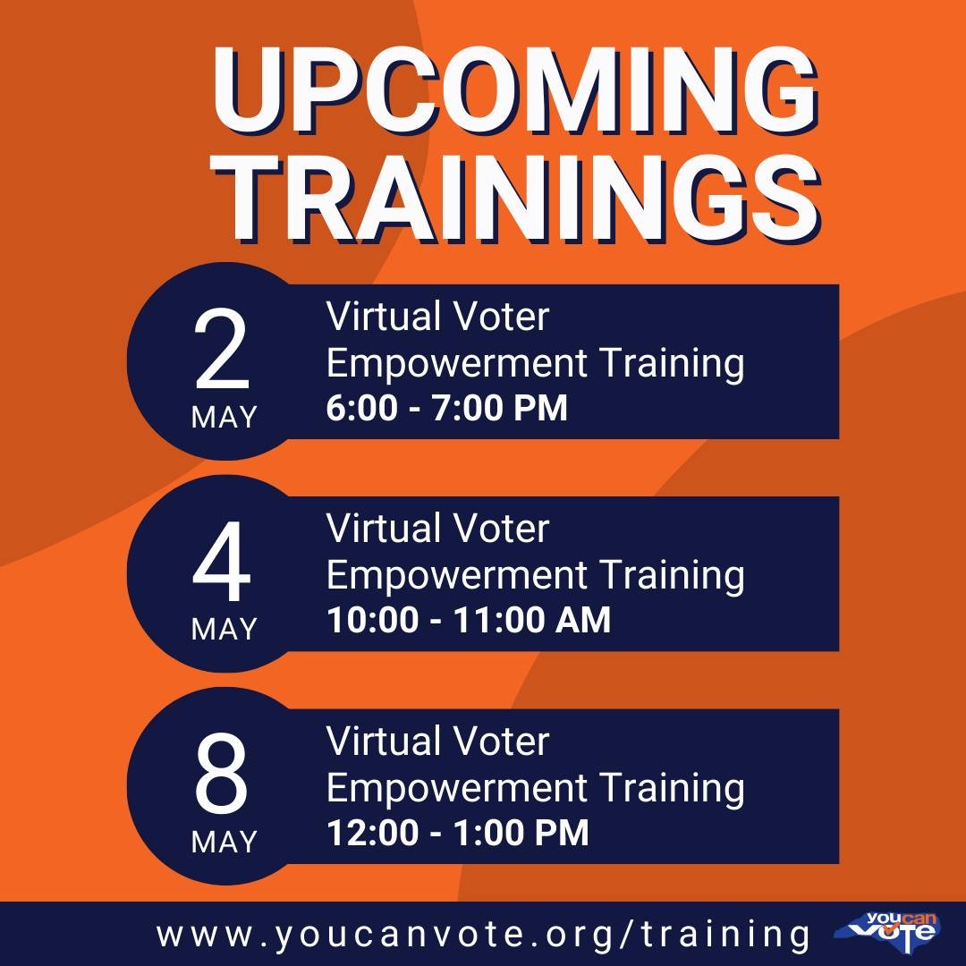 Sign up for one of our upcoming Virtual Voter Empowerment Training happening this week and help us register more voters in 2024! We teach civic leaders how to educate, register, and empower voters in their community! Sign up today at ➡️ youcanvote.or