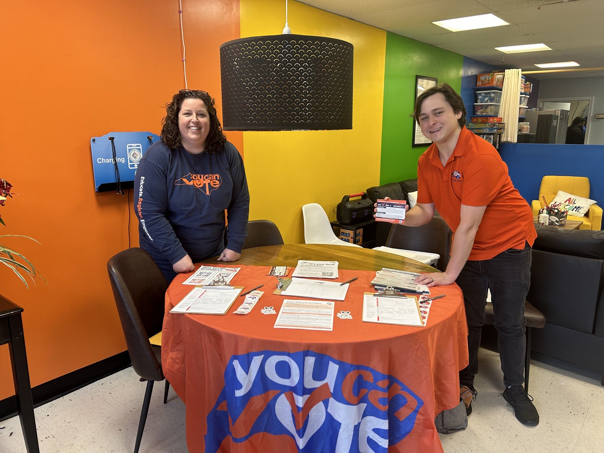 YCV Deputy Director, Caitlin, and Winston-Salem Lead Organizer, Keaton, attended the North Star LGBTQ Community Center's Dose Collective's Lab Night to get new voters registered, educated, and empowered to #Vote2024! Help us register more voters in N