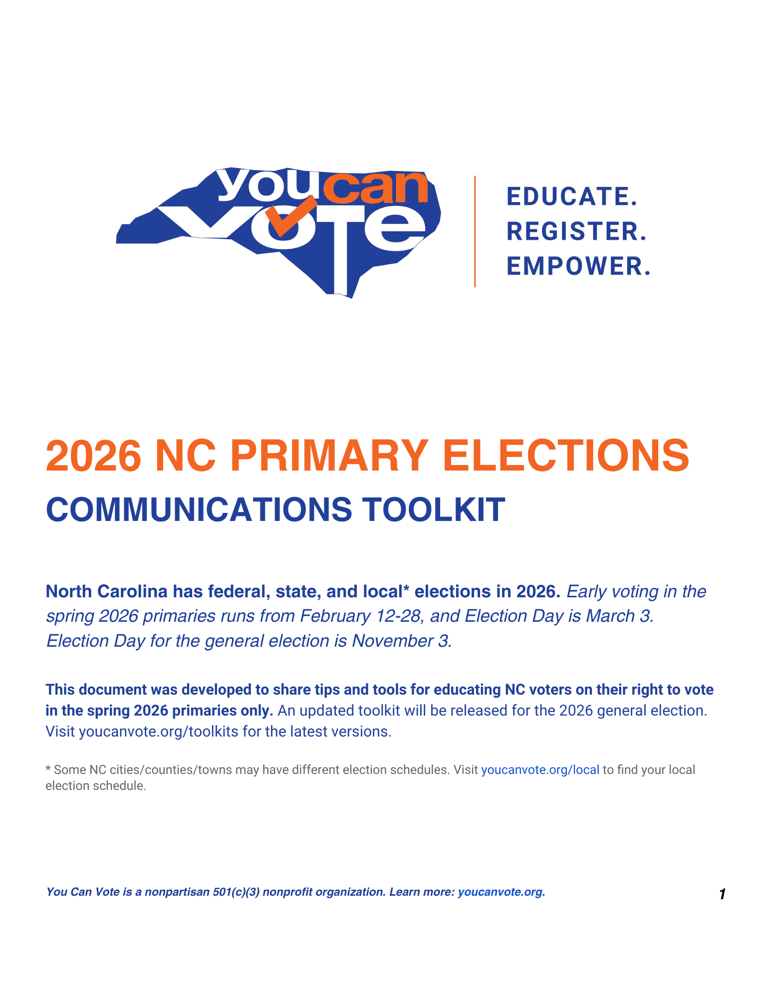 2026 NC Primary Elections Communications Toolkit