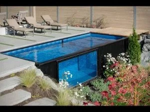 Swimming pool made out of shipping container
