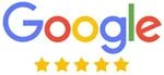 Google logo with five yellow stars underneath