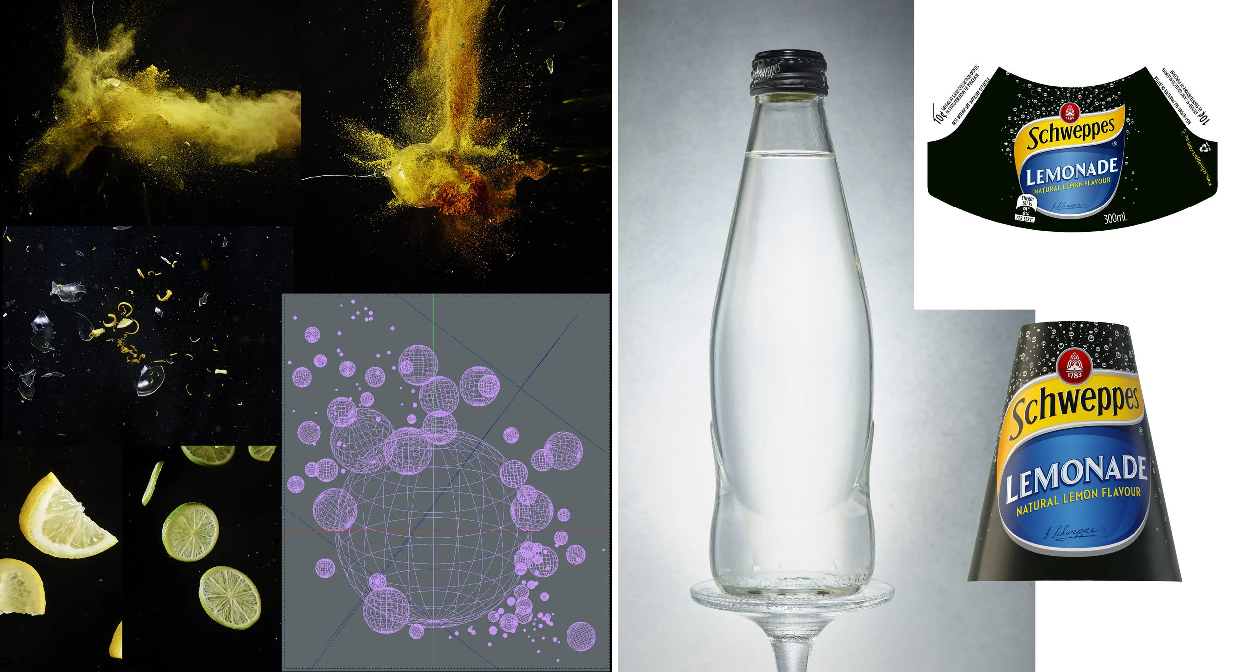Some of the images used to create this Ad. The final Ad Image was done in 3D and rendered out. Bottle labels were created in 3D from label artwork.