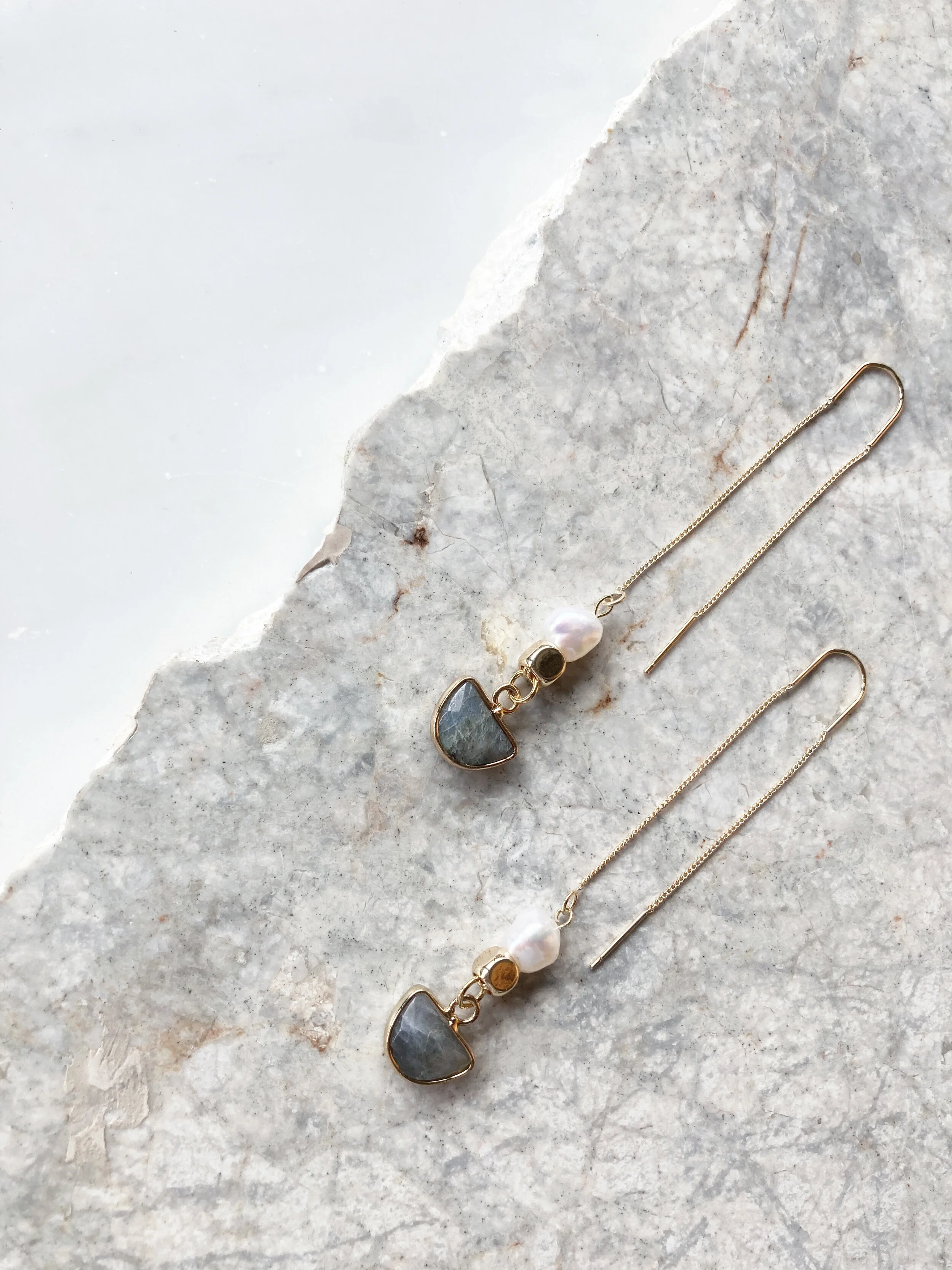 Isai earrings with labradorite crystals