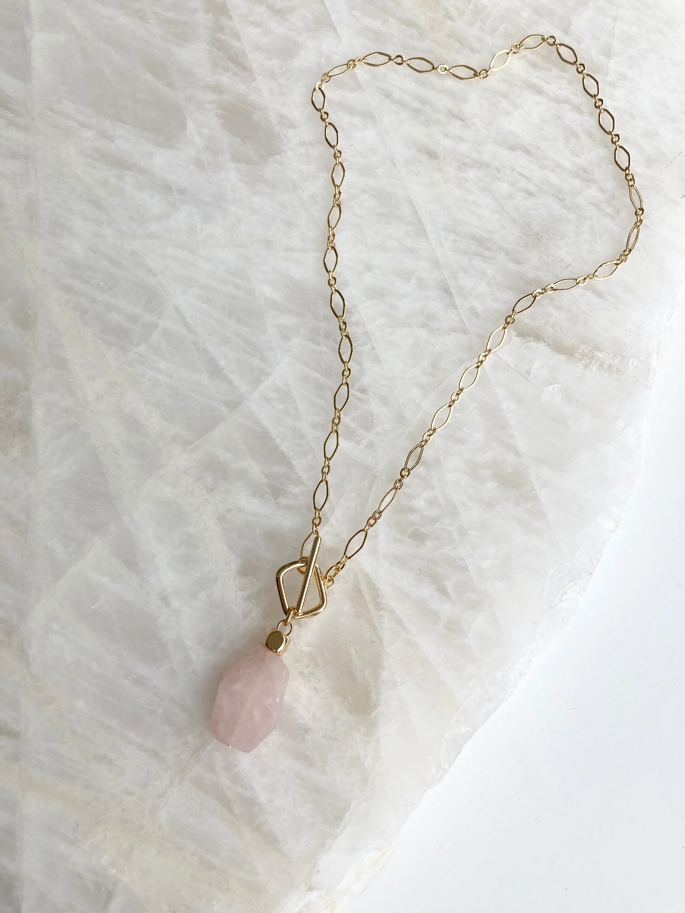 Frosted rose quartz essentials necklace