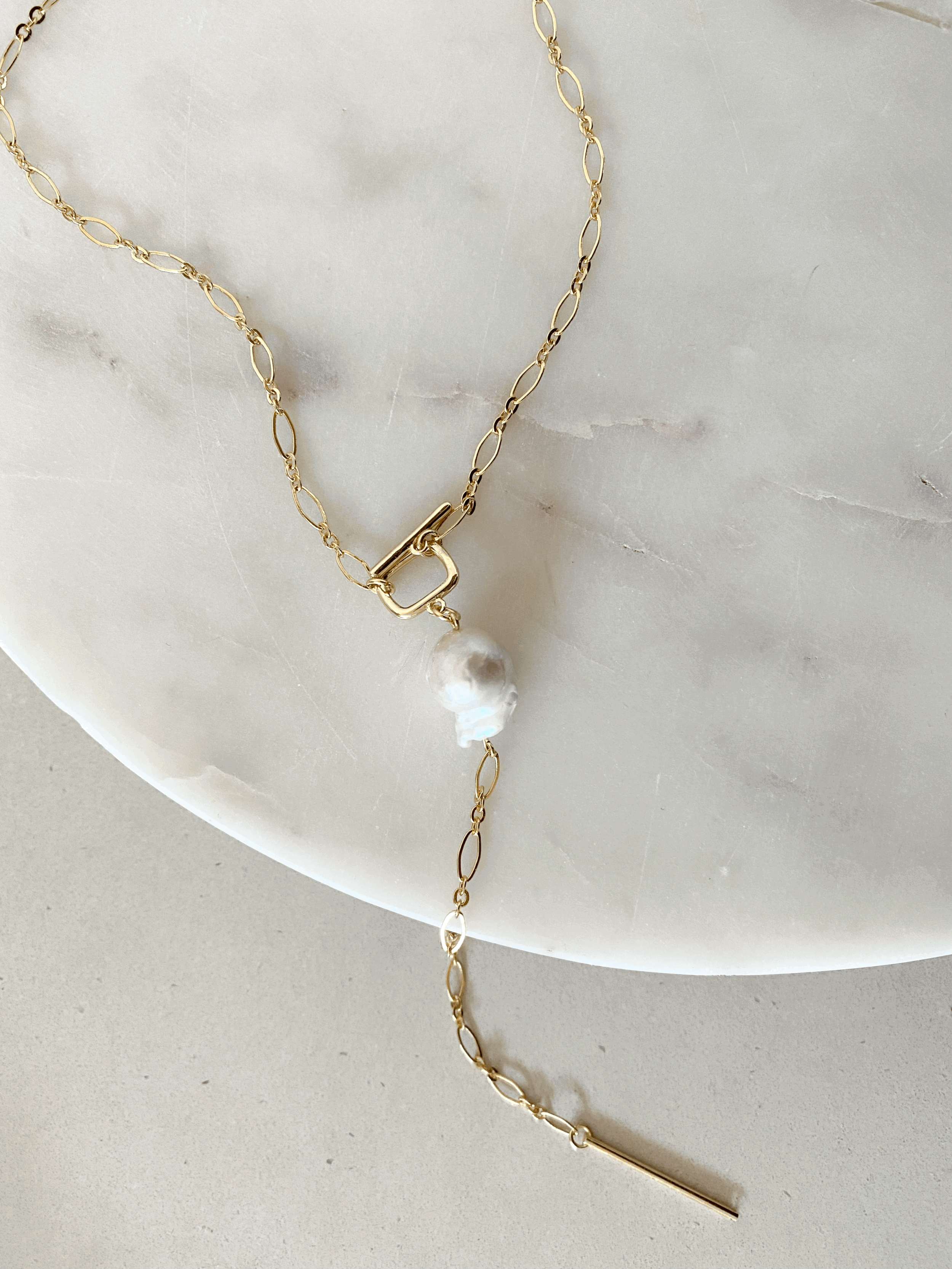 Baroque tonal drop necklace - adjustable