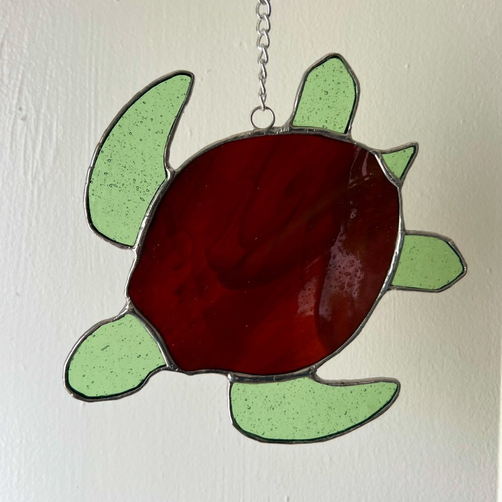 Handcrafted Stained Glass Sea Turtle, 3