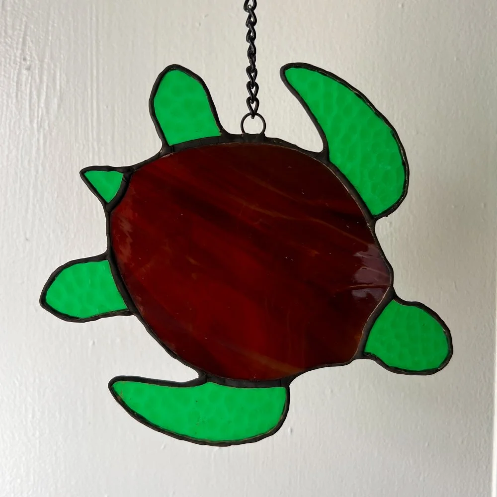 Handcrafted Stained Glass Sea Turtle, 2