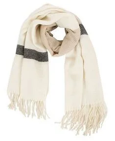 cream and black strip colored scarf