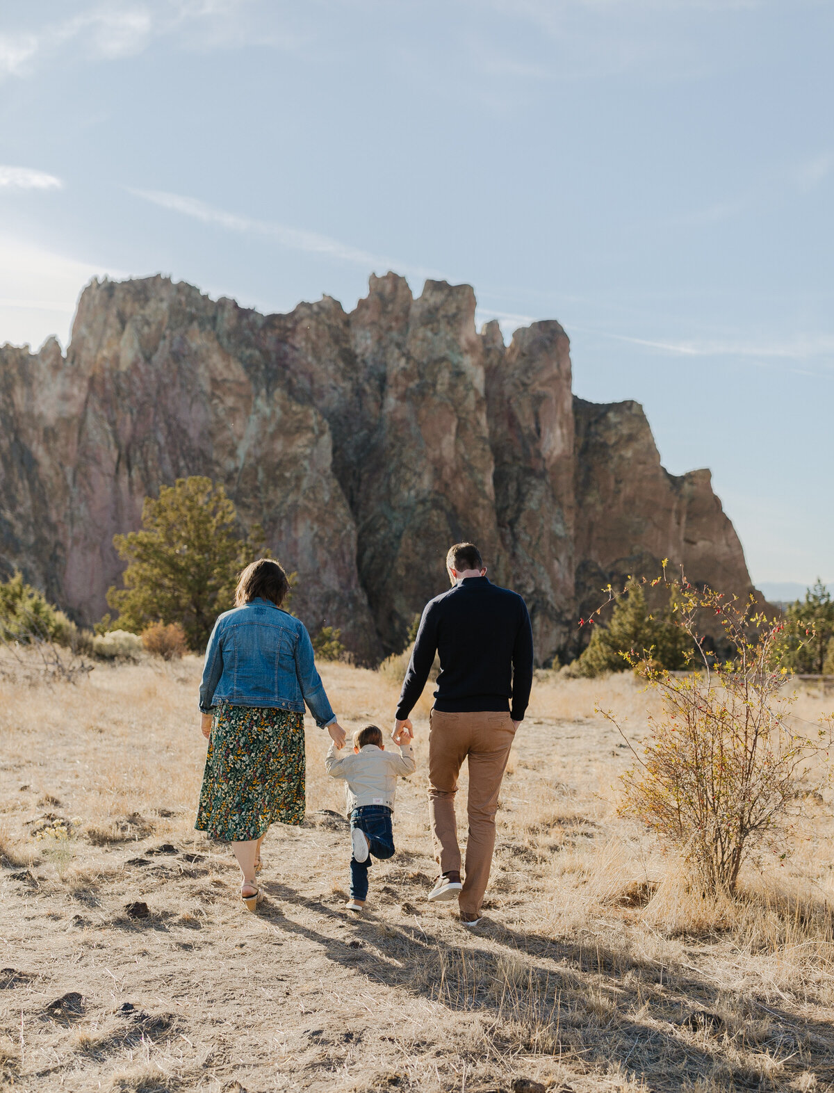 Smith Rock State Park- Family of three poses- Photographers in Bend, OR