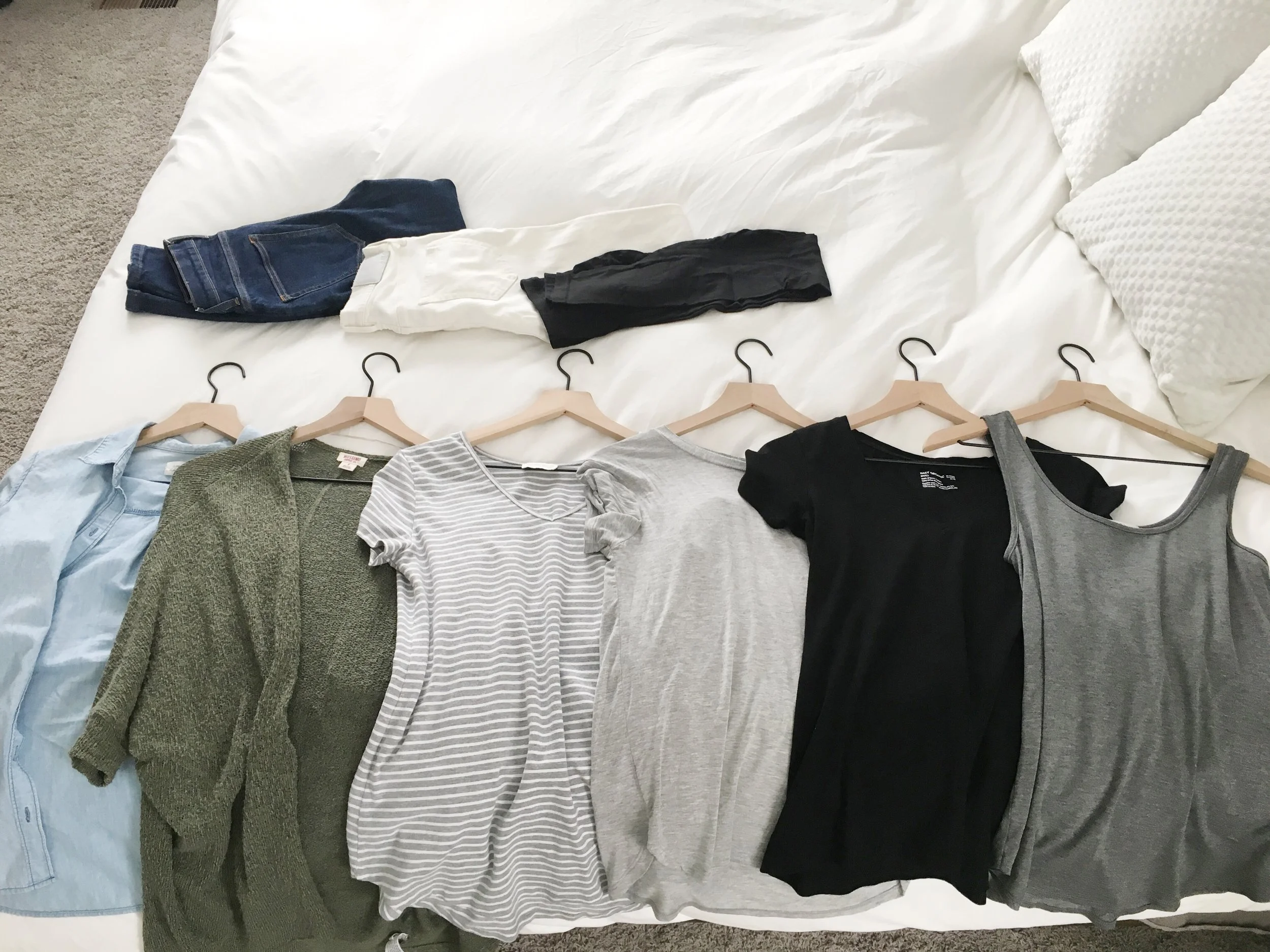 This is only 9 items, so I may throw in an olive green dress for fun at the end. We’ll see if I have room!