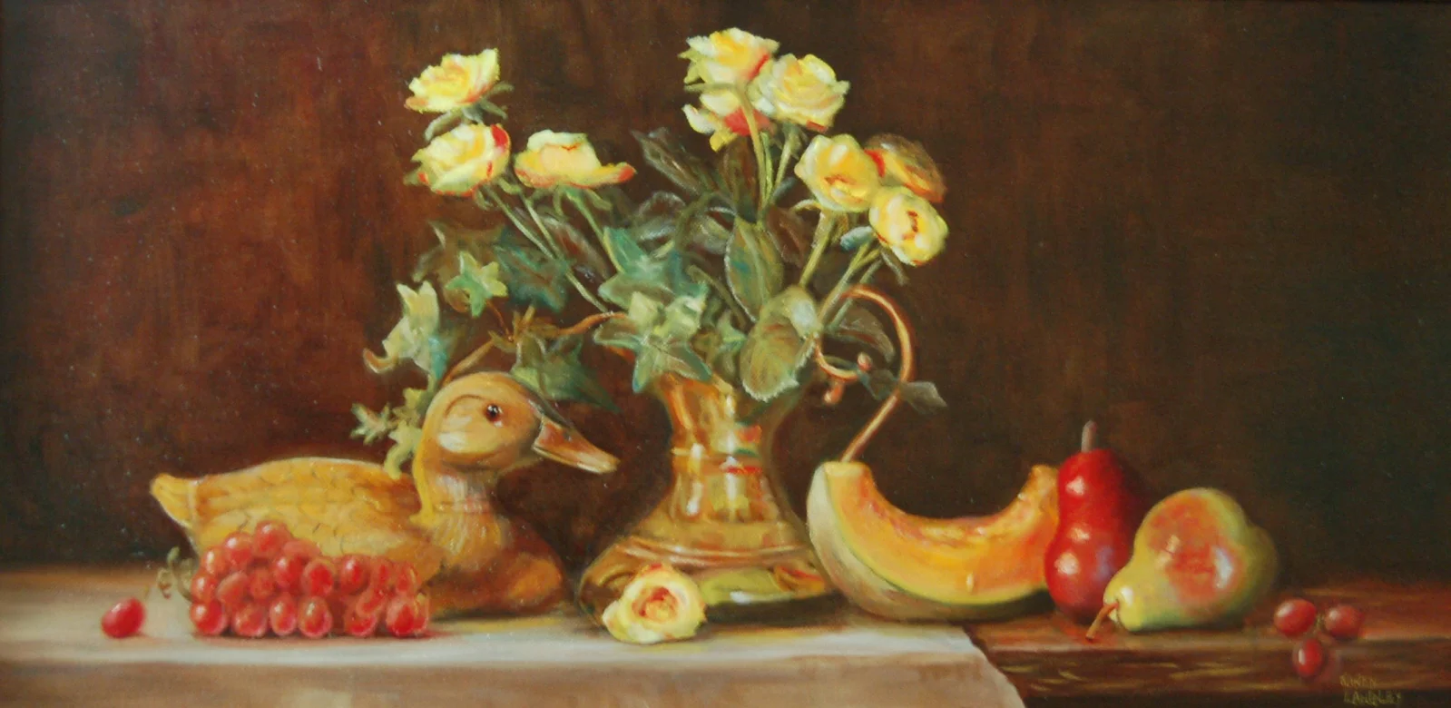 Decoy and Fruit Oil on Canvas 12x24