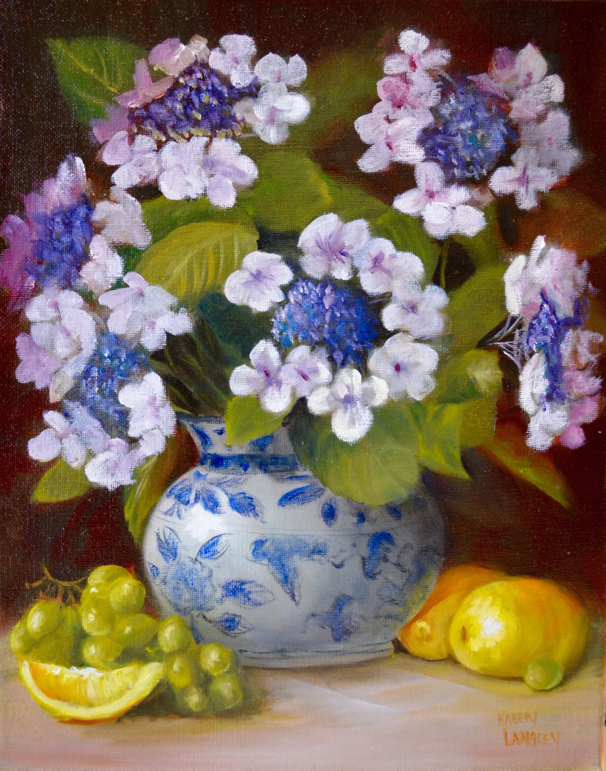Hydrangea and Lemons Oil on Canvas 11x14