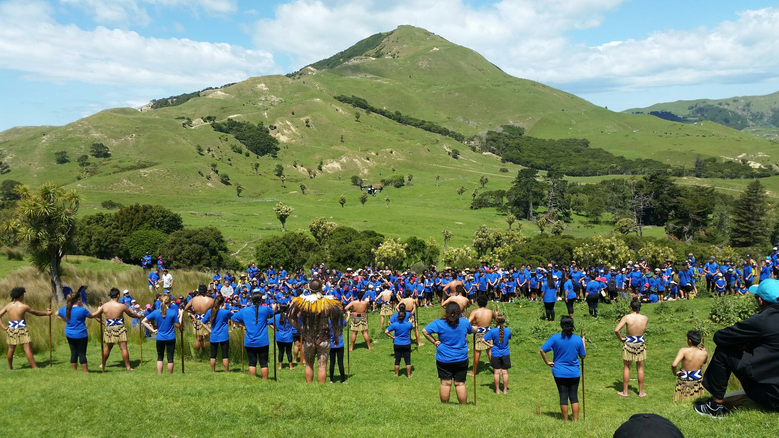 Te Aitanga a Hauiti and the Uawa Community blessing the Te Pourewa site in 2017. Image by Krystal Garrett.