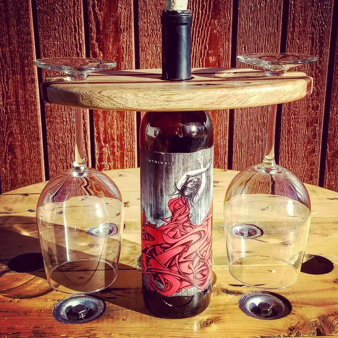 Wine bottle and glass display