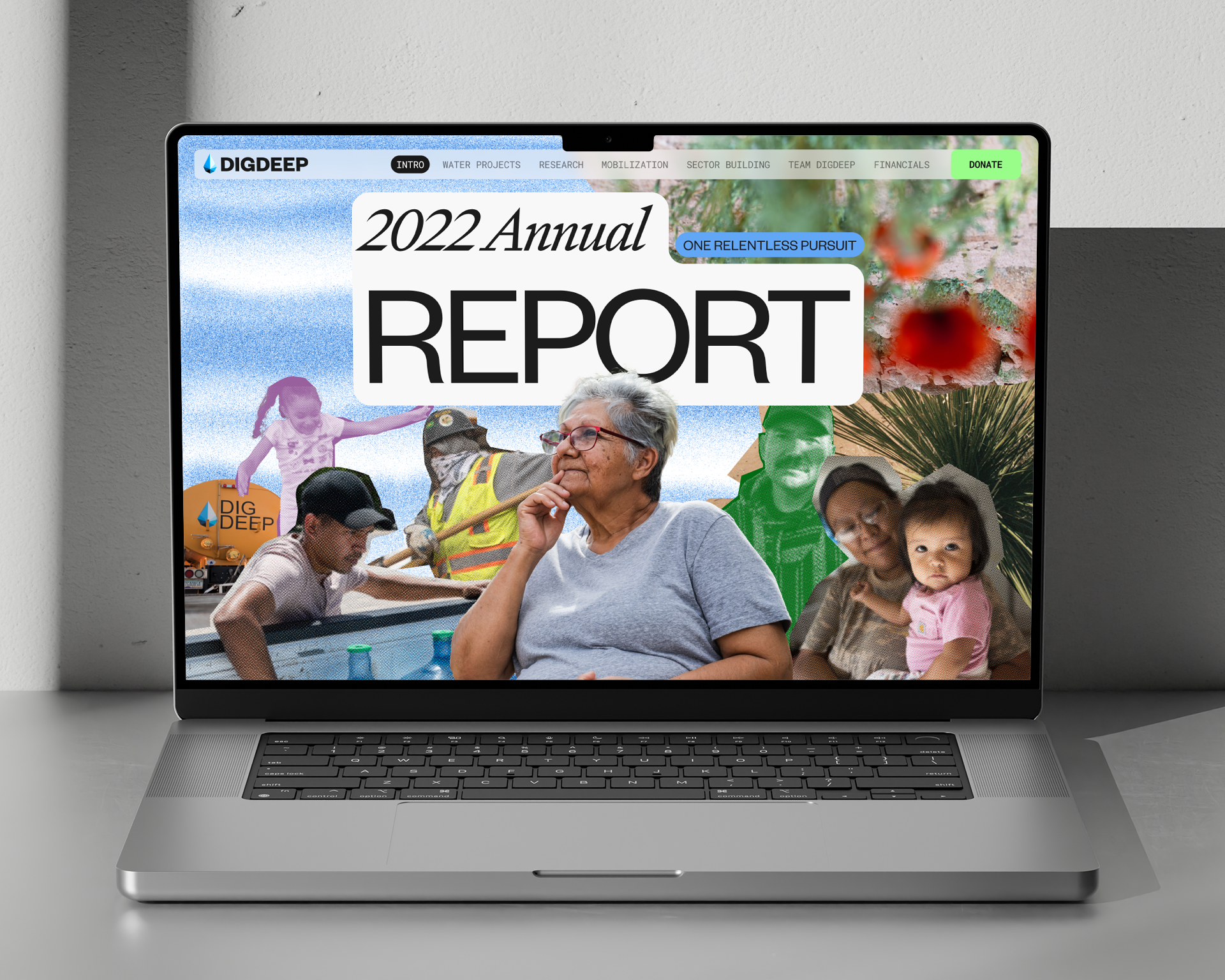 I was asked to develop a design system, digital experience, and booklet for DigDeep’s 2022 Annual Report. As a celebration of the past year’s work, the Annual Report was an opportunity to push DigDeep’s brand further and infuse playfulness into the