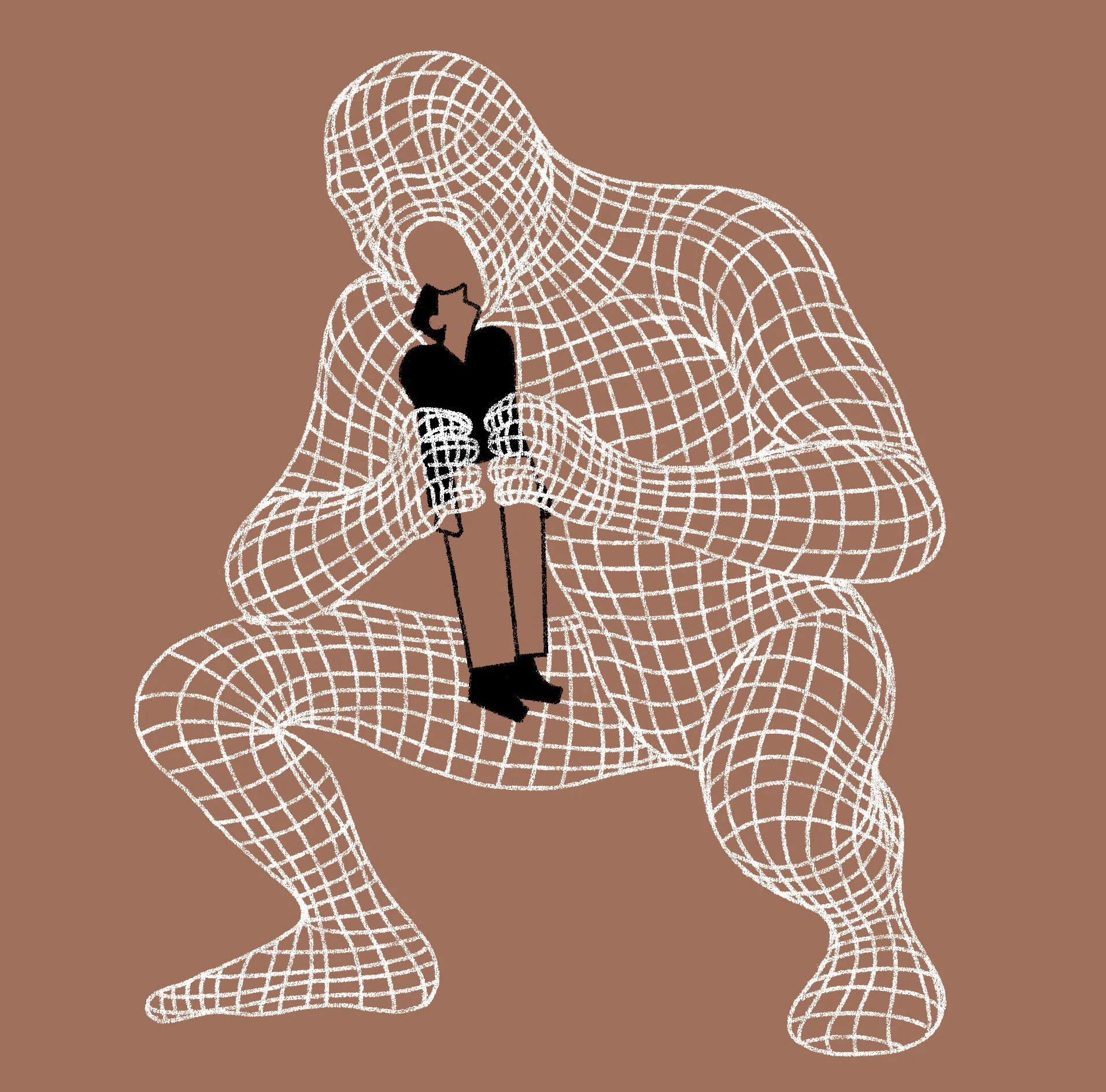 Editorial illustration published in El Pais spanish newspaper. Black and white illustration. Black line drawing by Fran Pulido. About artificial intelligence (AI) and Saturno Goya